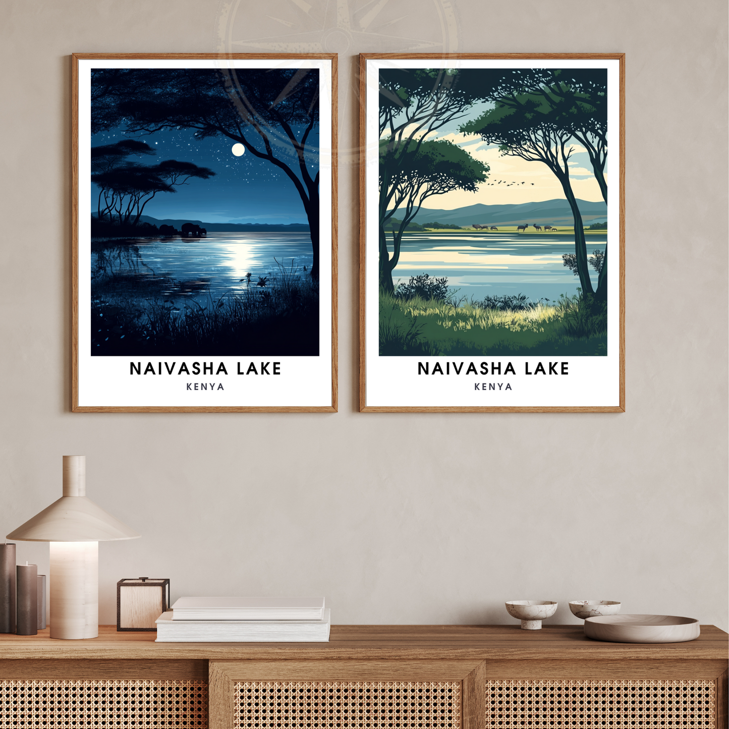 Affiche Lac Naivasha | Poster voyage Kenya | Affiche Lac