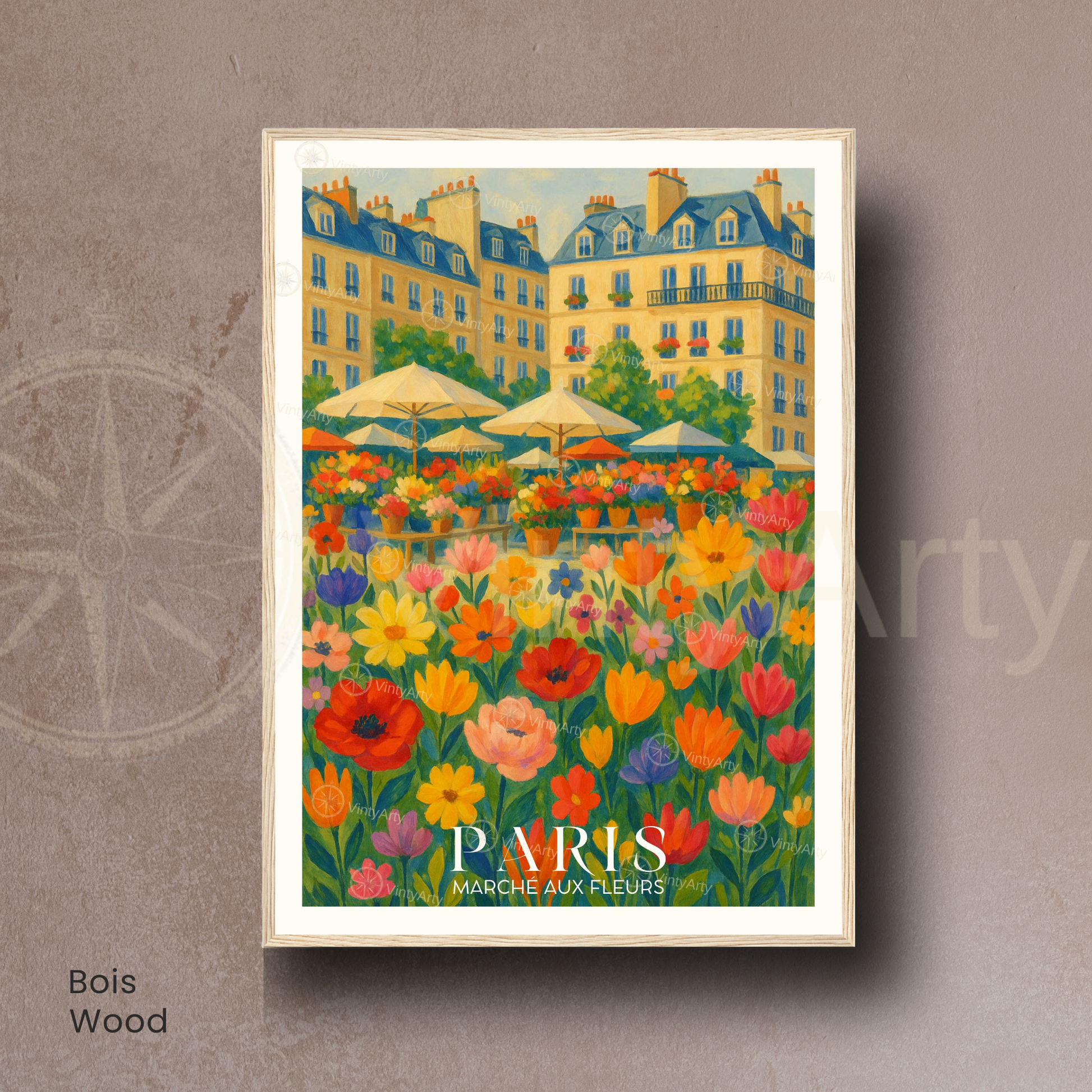 Affiche Paris | Poster décoratif France | Affiche Marché aux fleurs