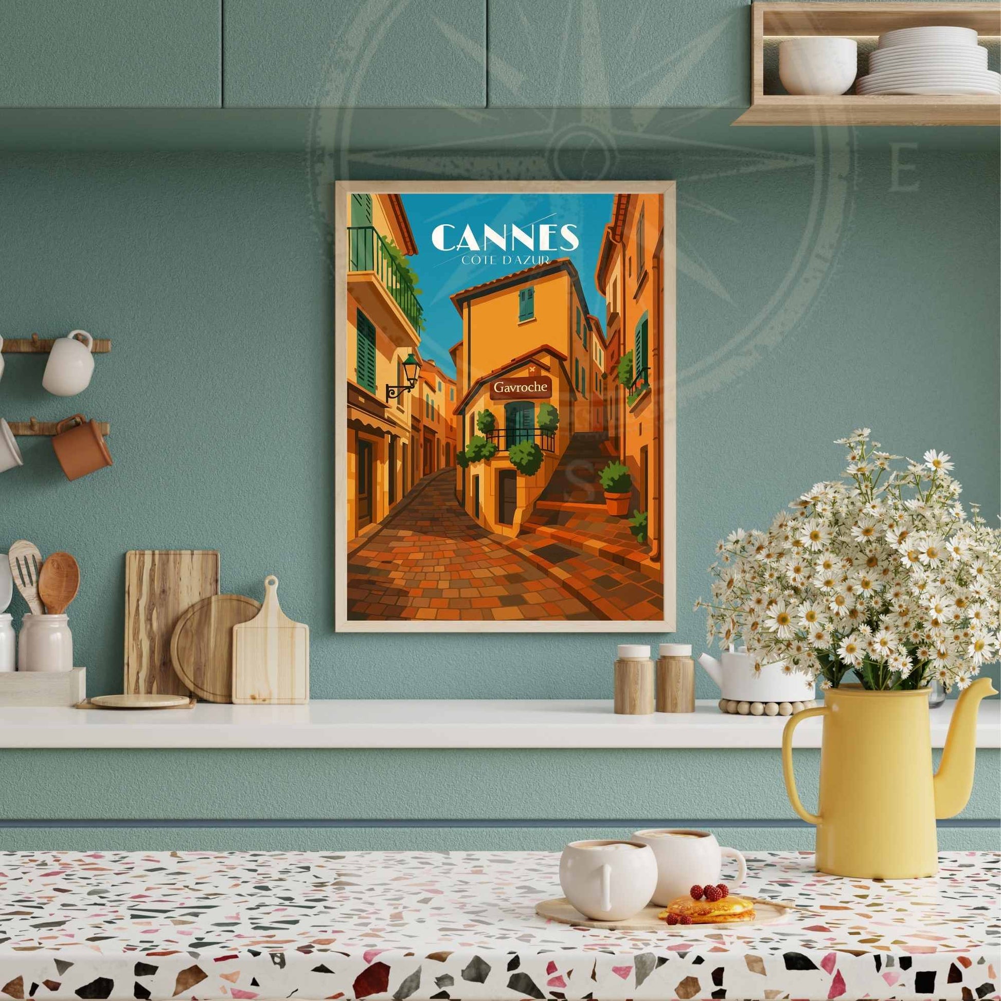 Affiche Cannes | Impression de voyage Cannes | Affiche France  | Le Le Suquet