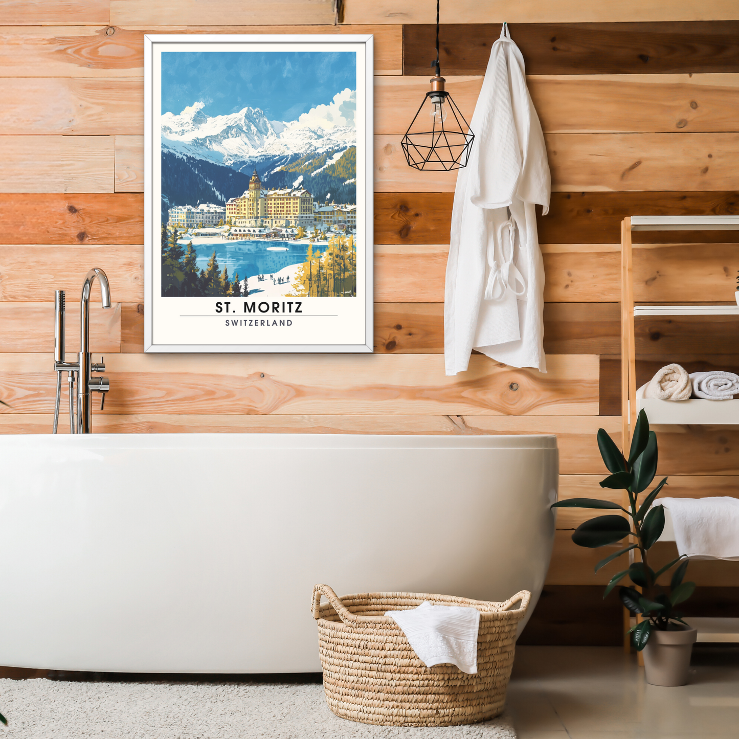 Affiche Saint-Moritz, Suisse | impression Saint-Moritz, Affiche de ski