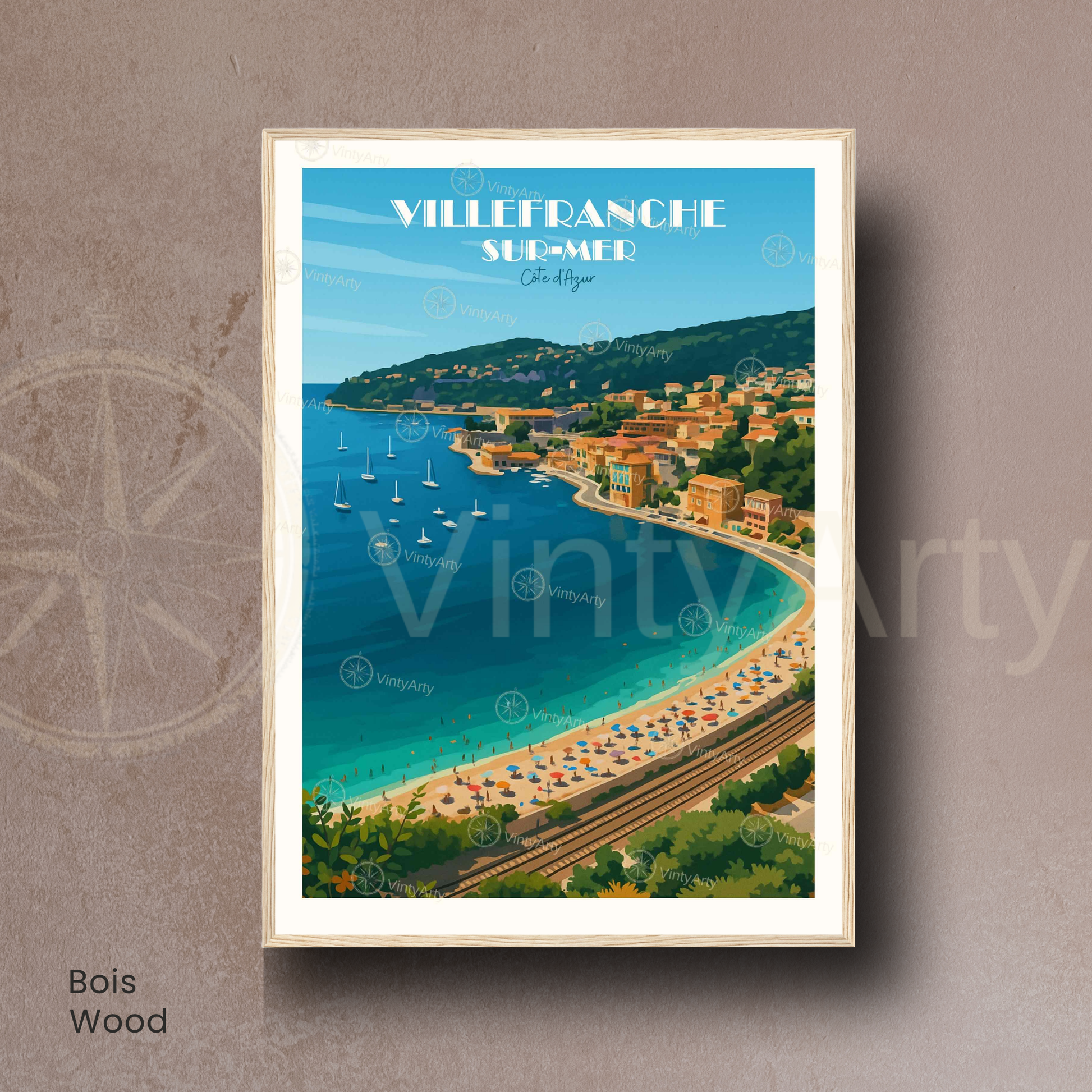 Affiche Villefranche-sur-Mer | Poster décoratif France | Affiche Côte d'Azur