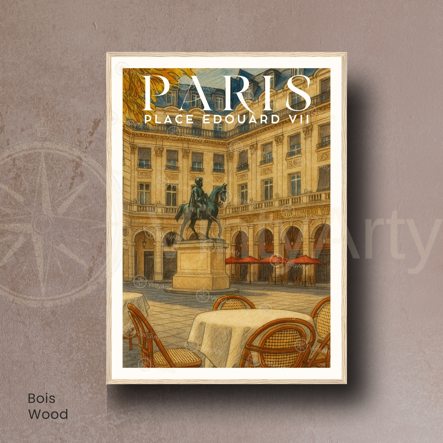 Affiche Paris | Poster Déco Place Édouard-VII | Affiche France
