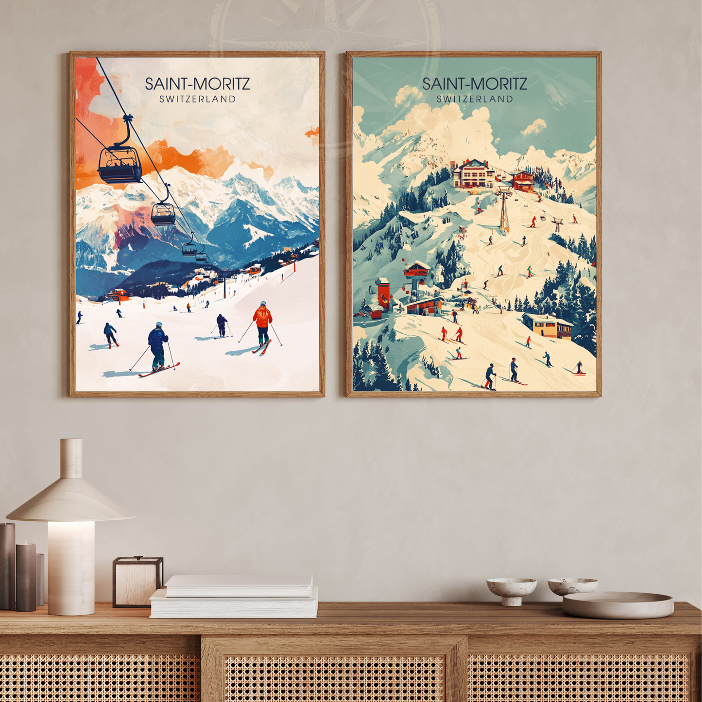 Affiche Saint-Moritz | Poster décoratif Suisse | Affiche Suisse