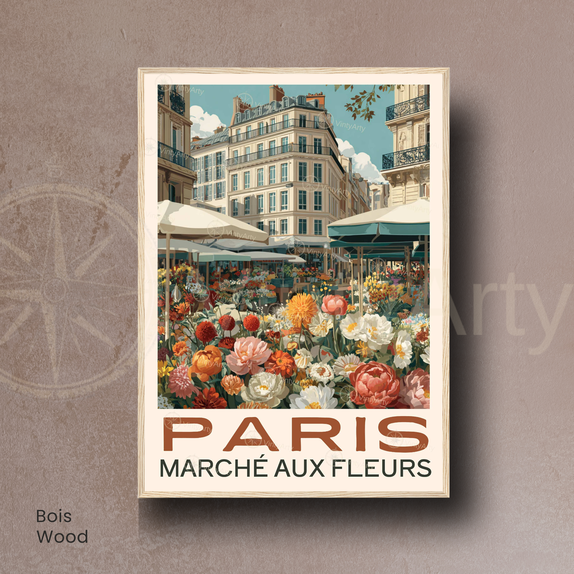 Affiche Paris | Poster déco France | Affiche Marché aux fleurs