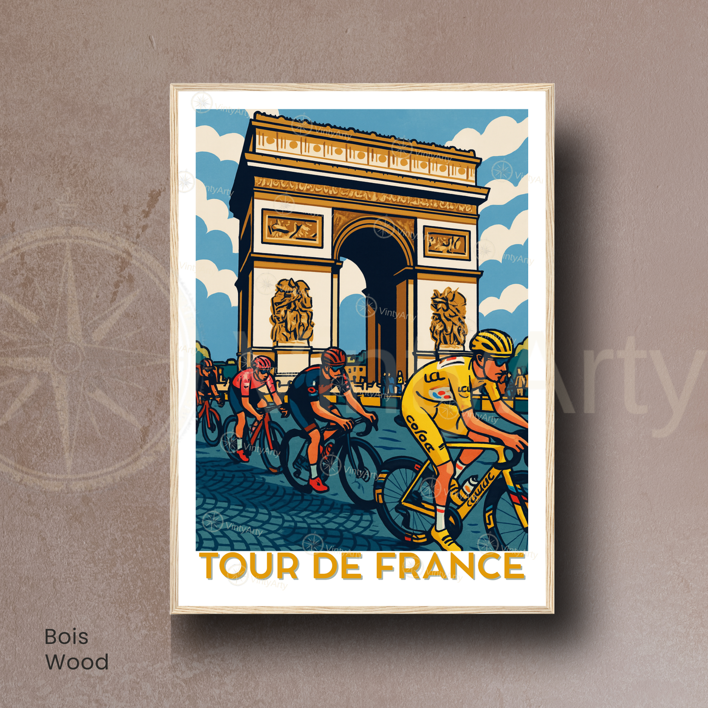 Affiche Tour de France – Poster Paris cyclisme – Illustration Arc de Triomphe vélo course