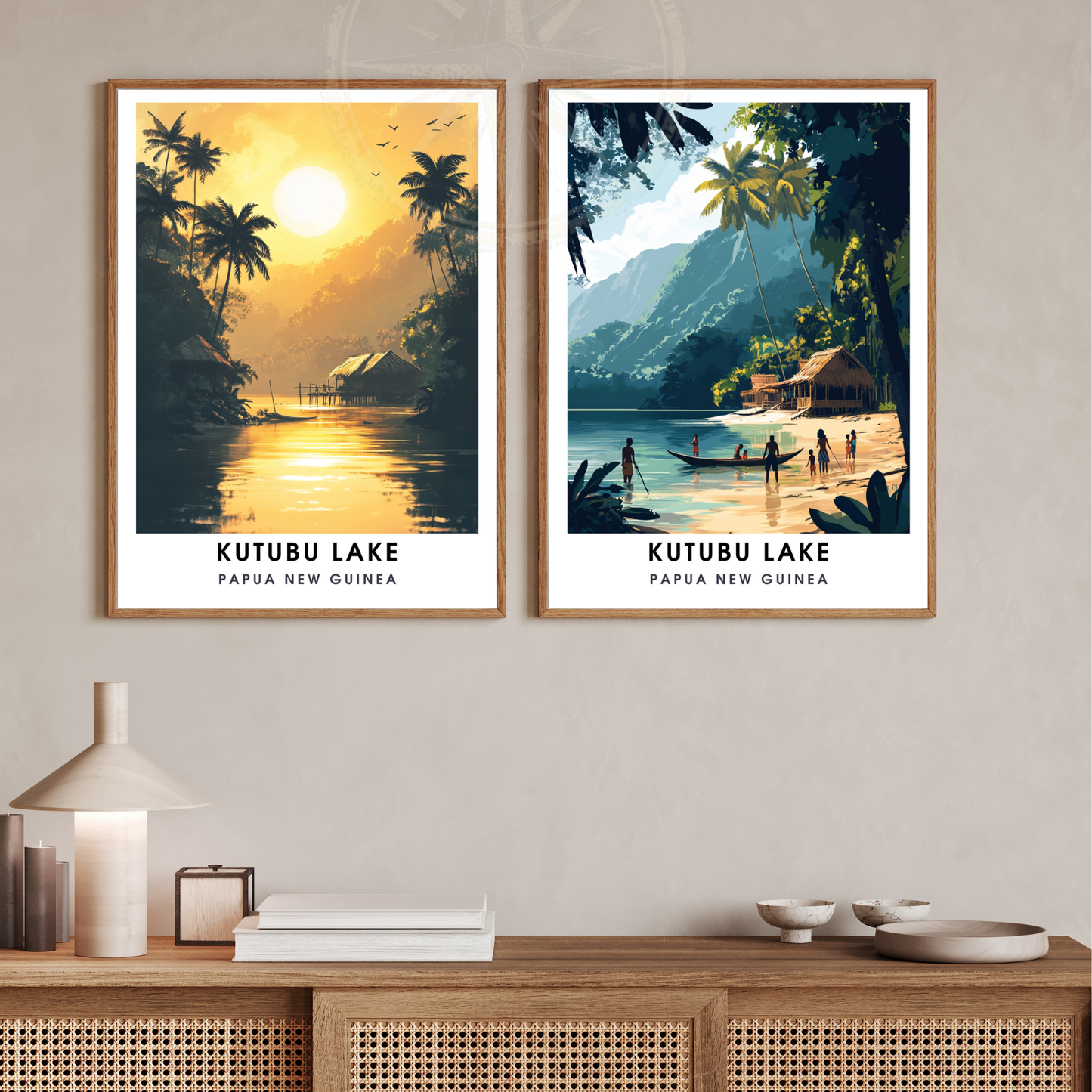 Affiche Lac Katubu | Poster de voyage Papouasie-Nouvelle-Guinée | Affiche Lac