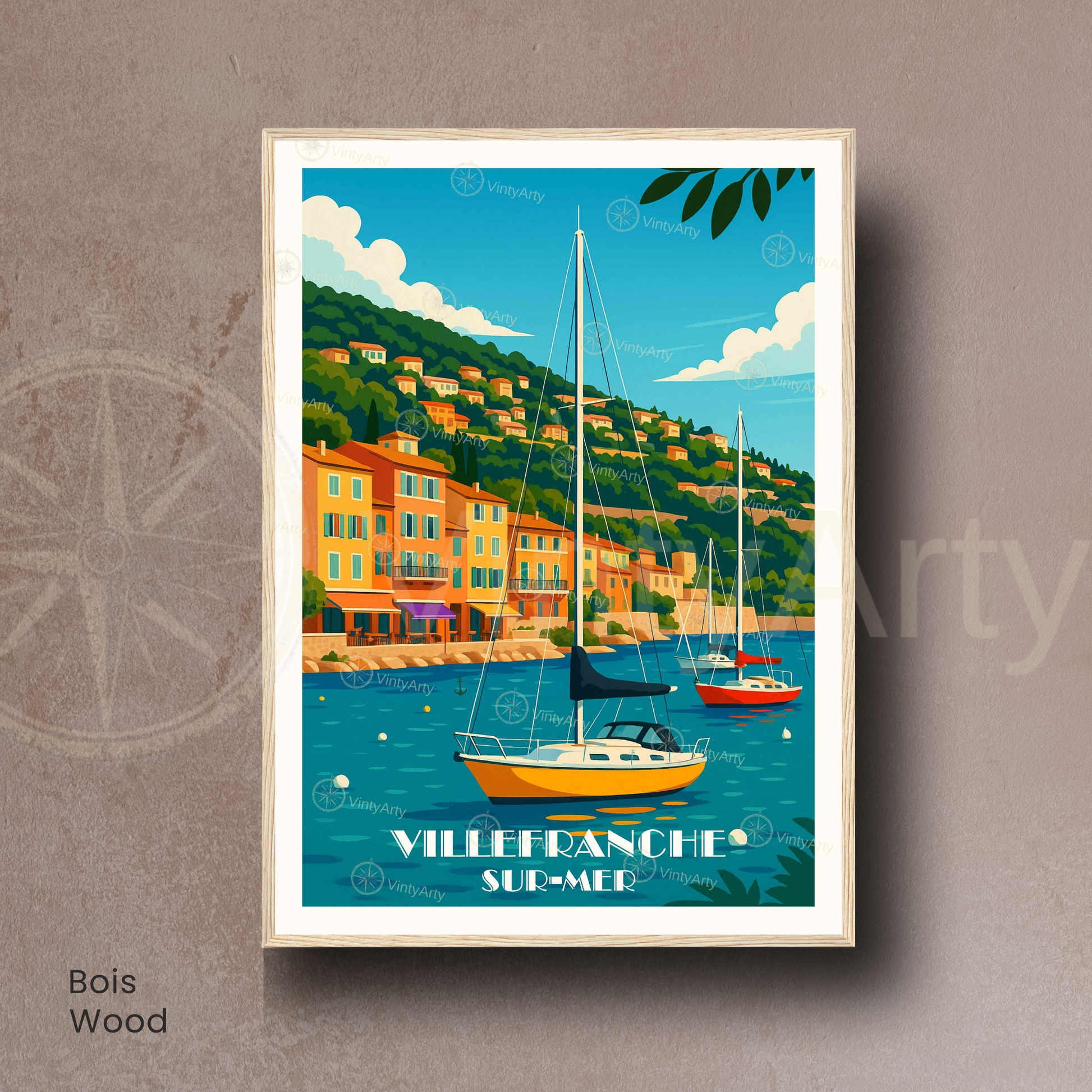 Affiche Villefranche-sur-Mer | Poster Murale France | Affiche Côte d'Azur