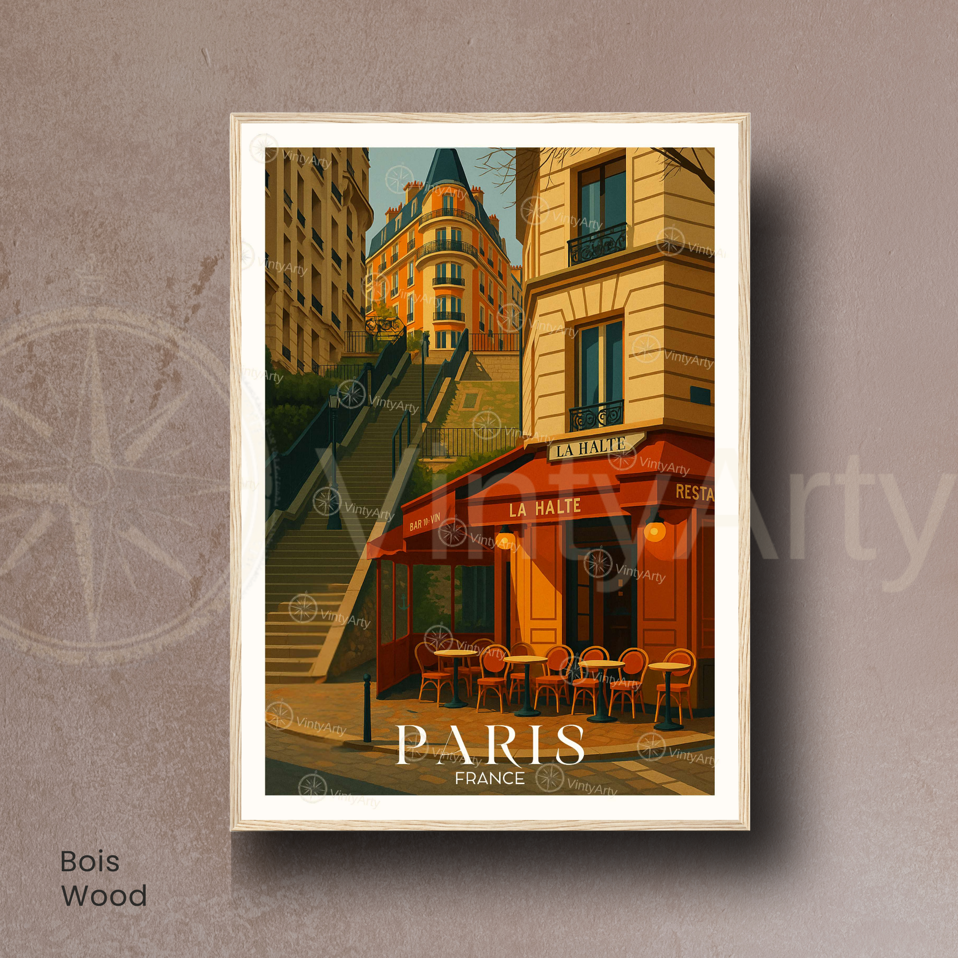 Affiche Paris | Impression Café La Halte | Affiche France