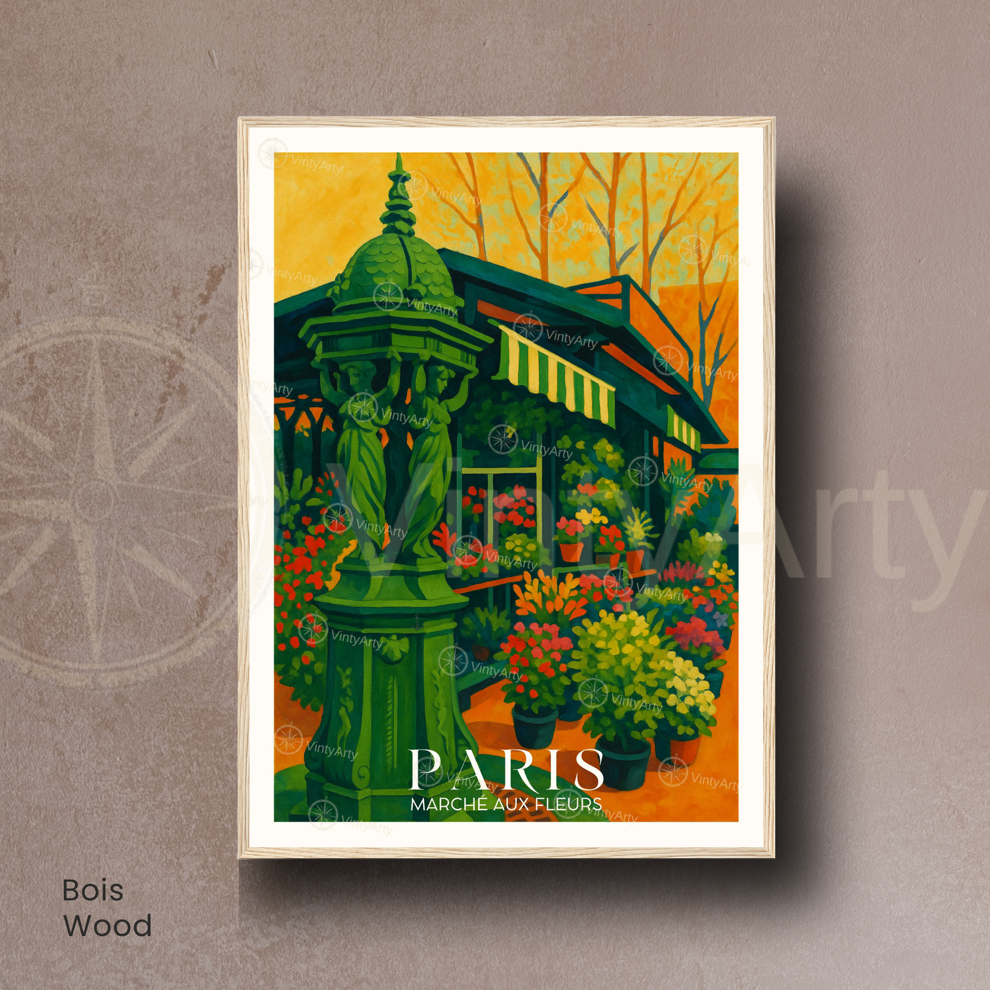 Affiche Paris | Poster Marché aux fleurs | Affiche France
