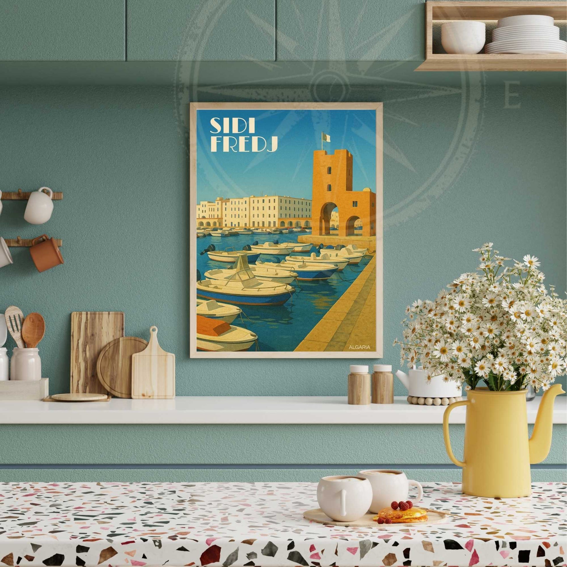 Affiche Alger | impression Alger | Sidi Fredj | Affiche de voyage Algérie