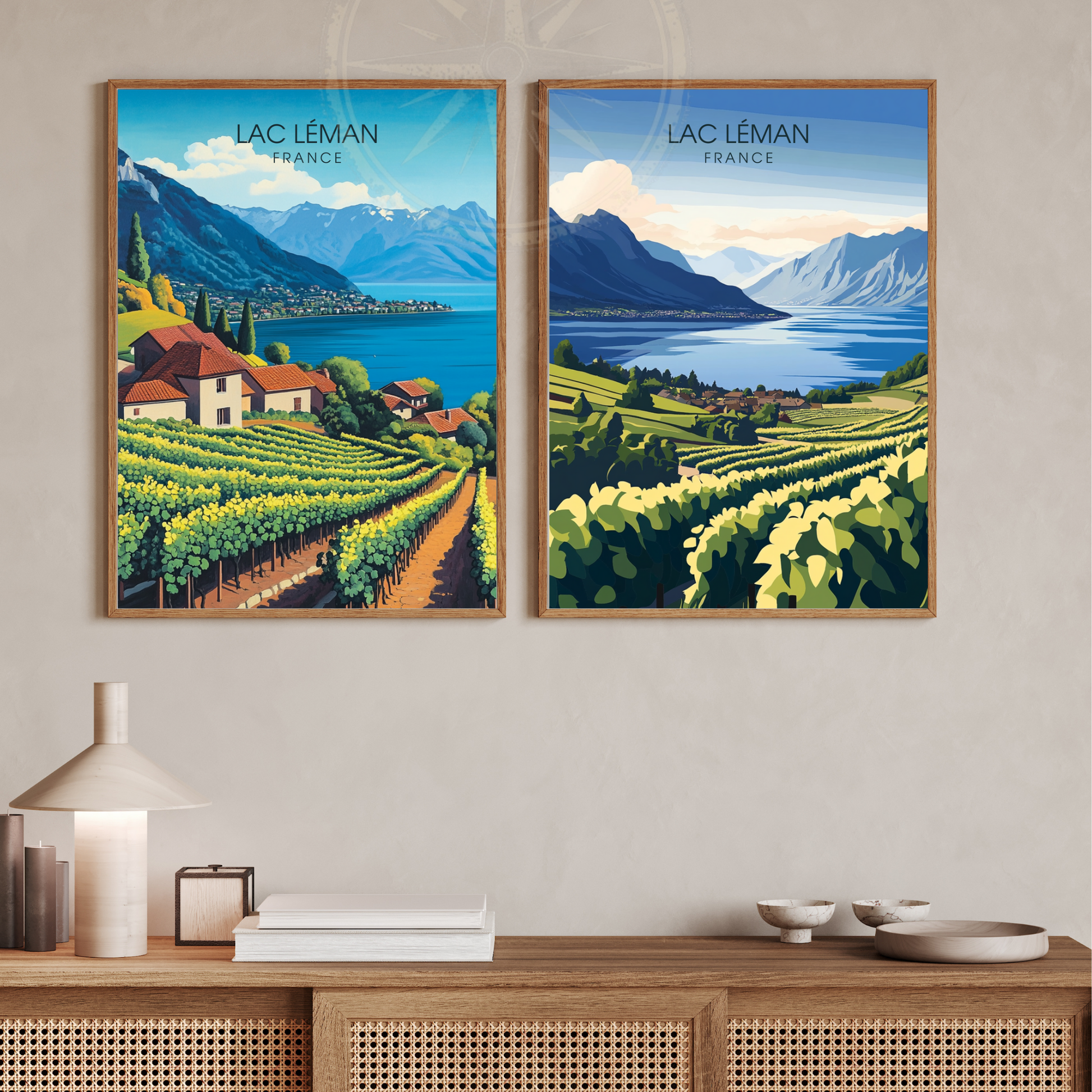 Affiche Lac Léman | Poster de voyage France | Affiche Lac