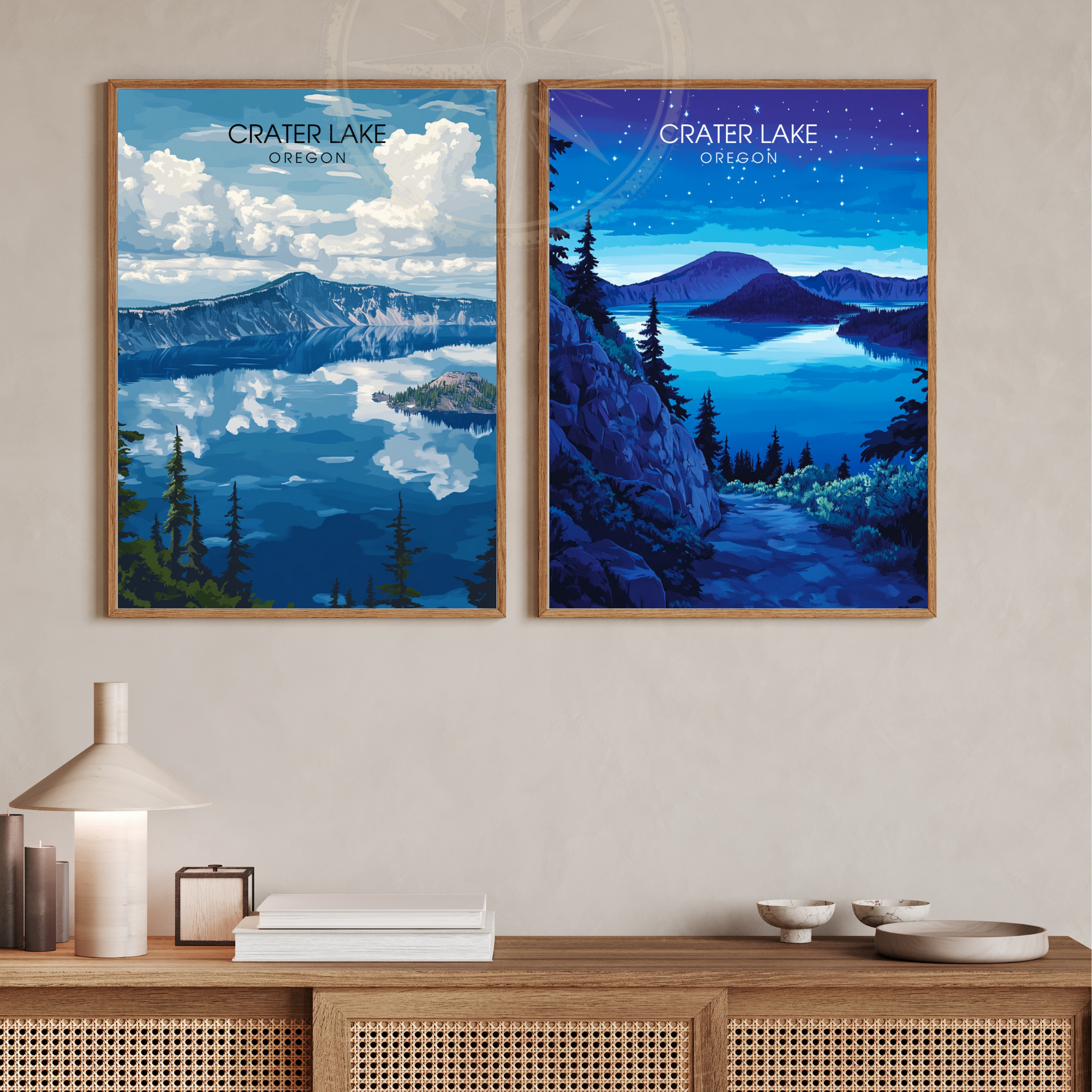 Affiche Lac Crater Oregon | Impression de voyage États-Unis | Affiche Lac