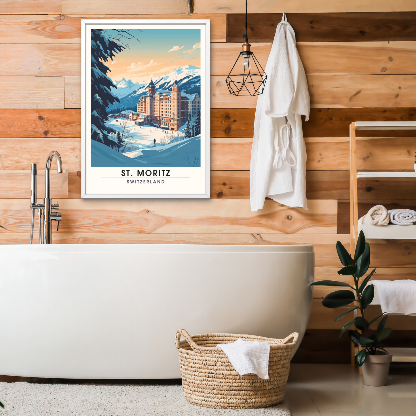Affiche Saint-Moritz, Suisse | impression de voyage Saint-Moritz, Affiche de ski