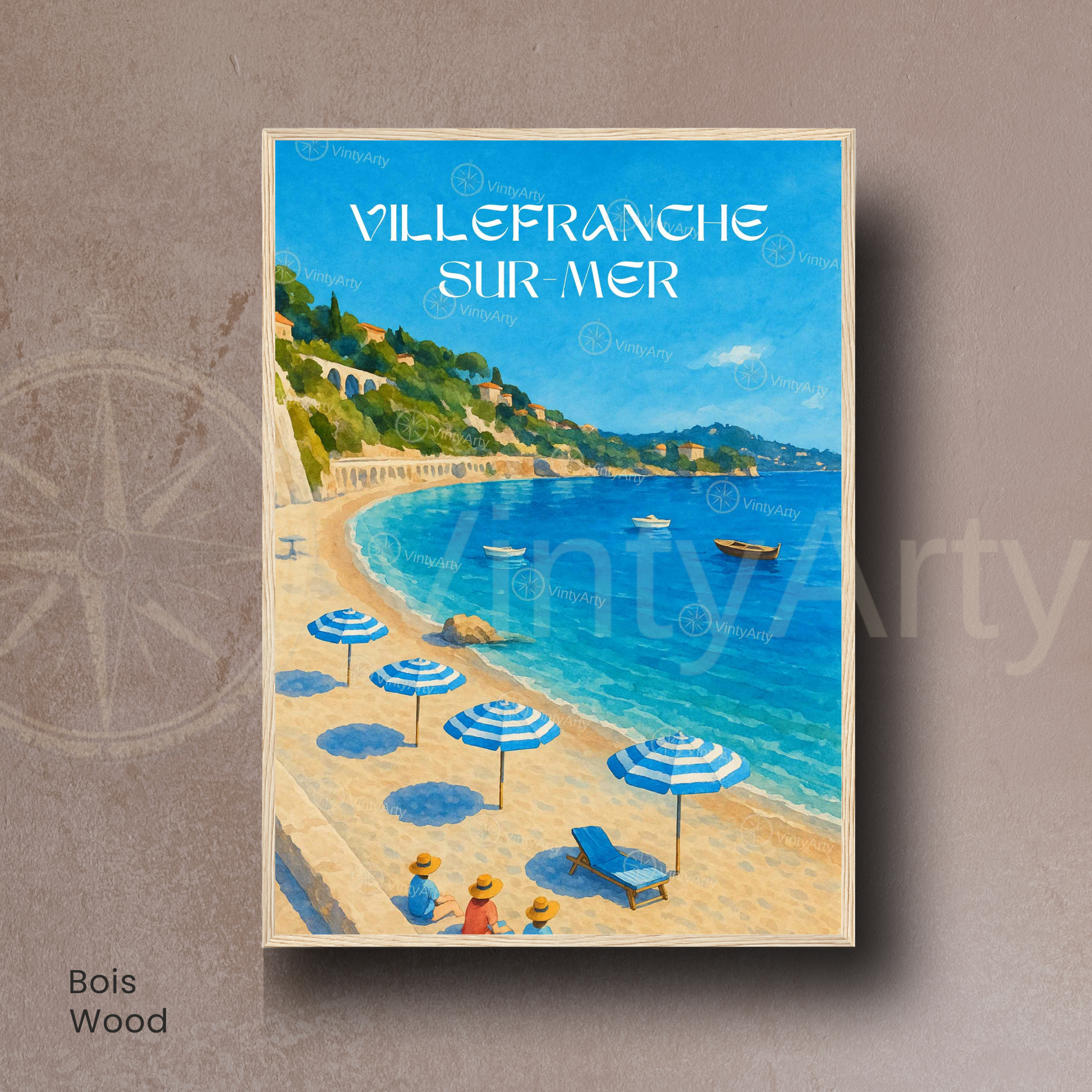 Affiche Villefranche-sur-Mer | Poster de voyage France | Affiche Côte d'Azur