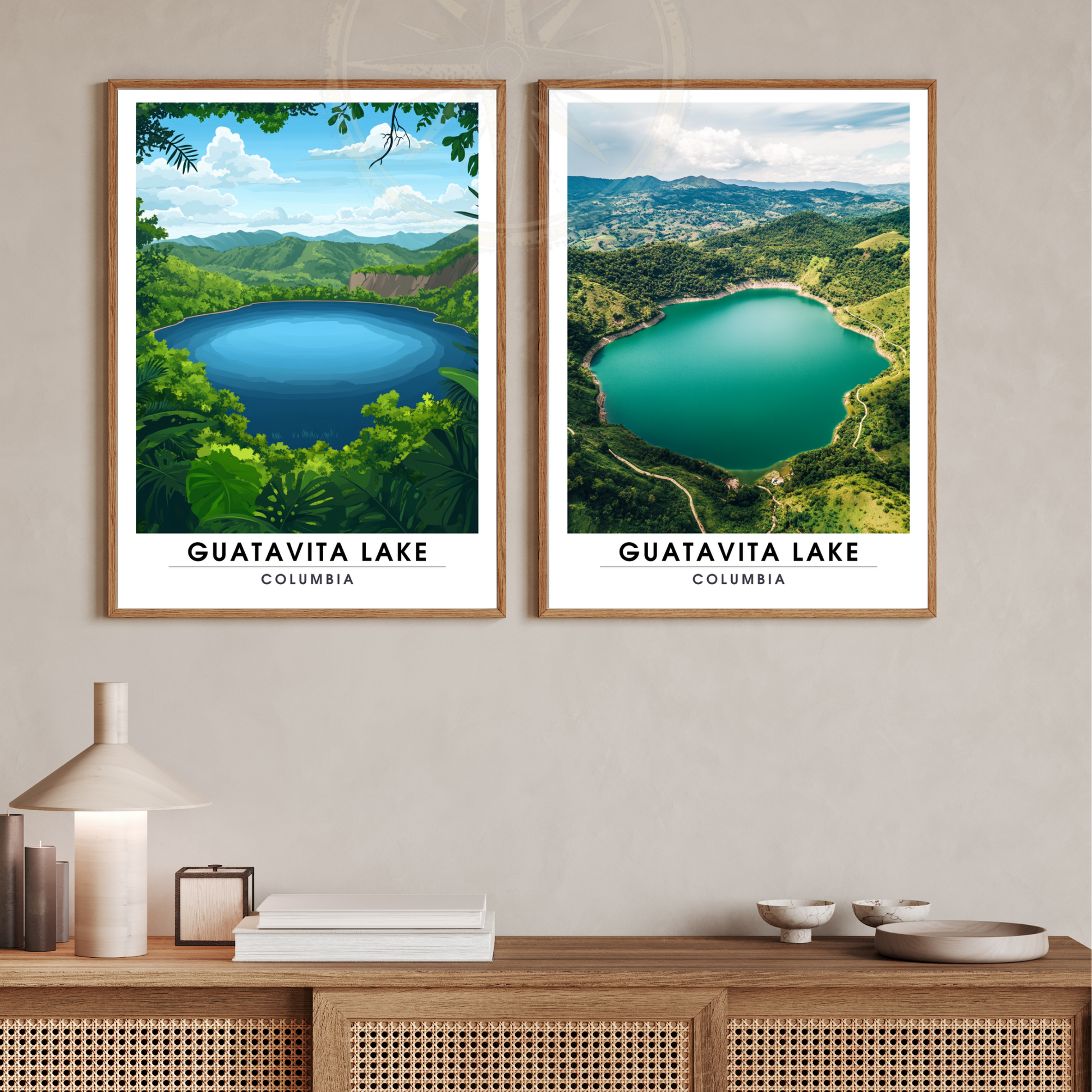 Affiche Lac Guatavita | Impression de voyage Columbia | Affiche Lac