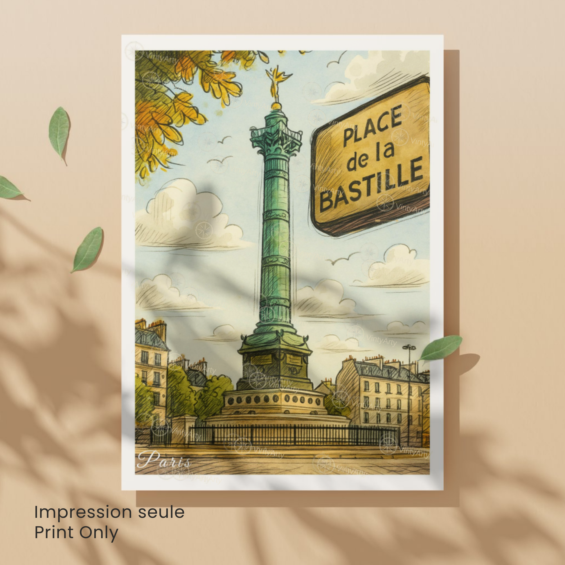 Affiche Paris | Impression Place de la Bastille | Affiche France