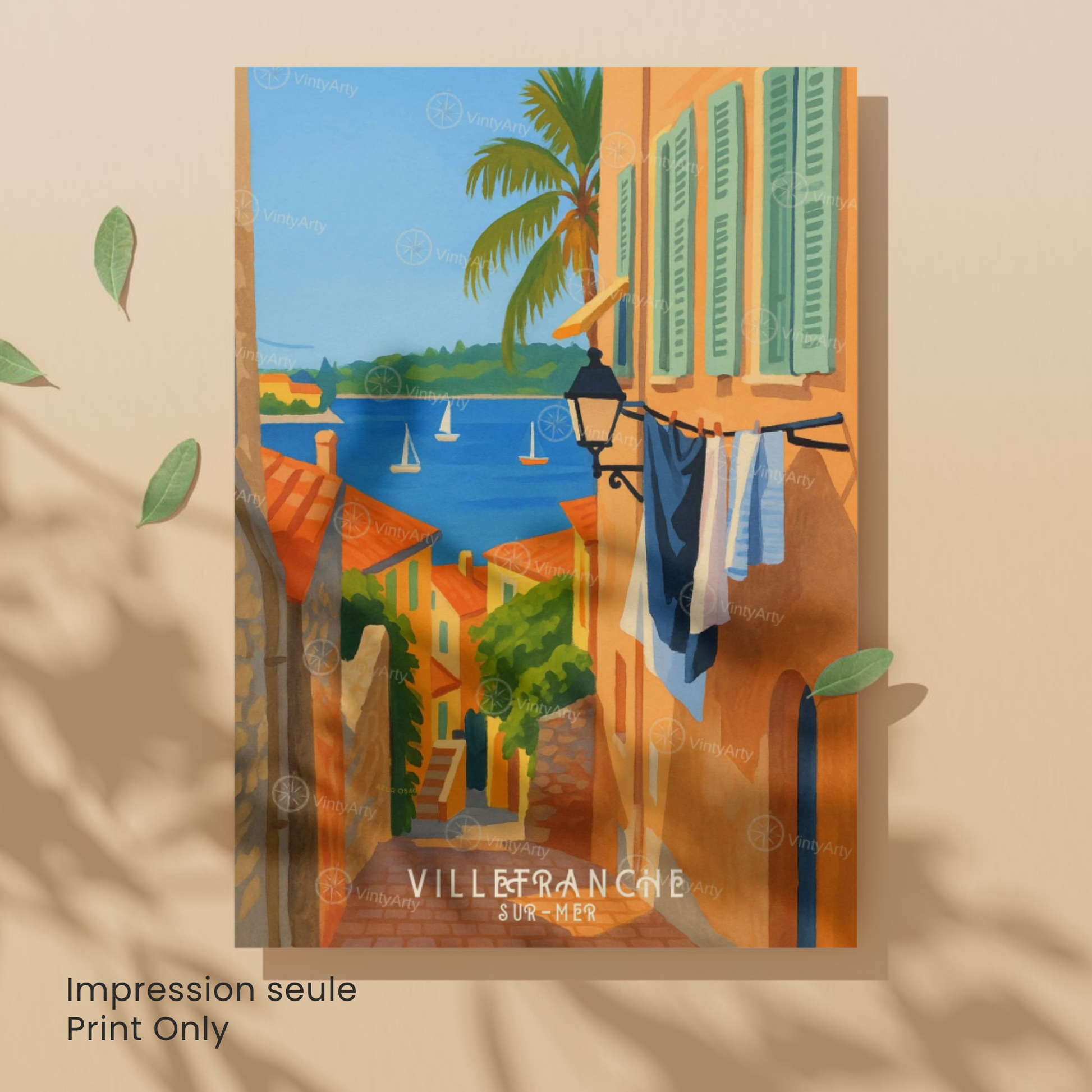 Affiche Villefranche-sur-Mer | Poster Art France | Affiche Côte d'Azur