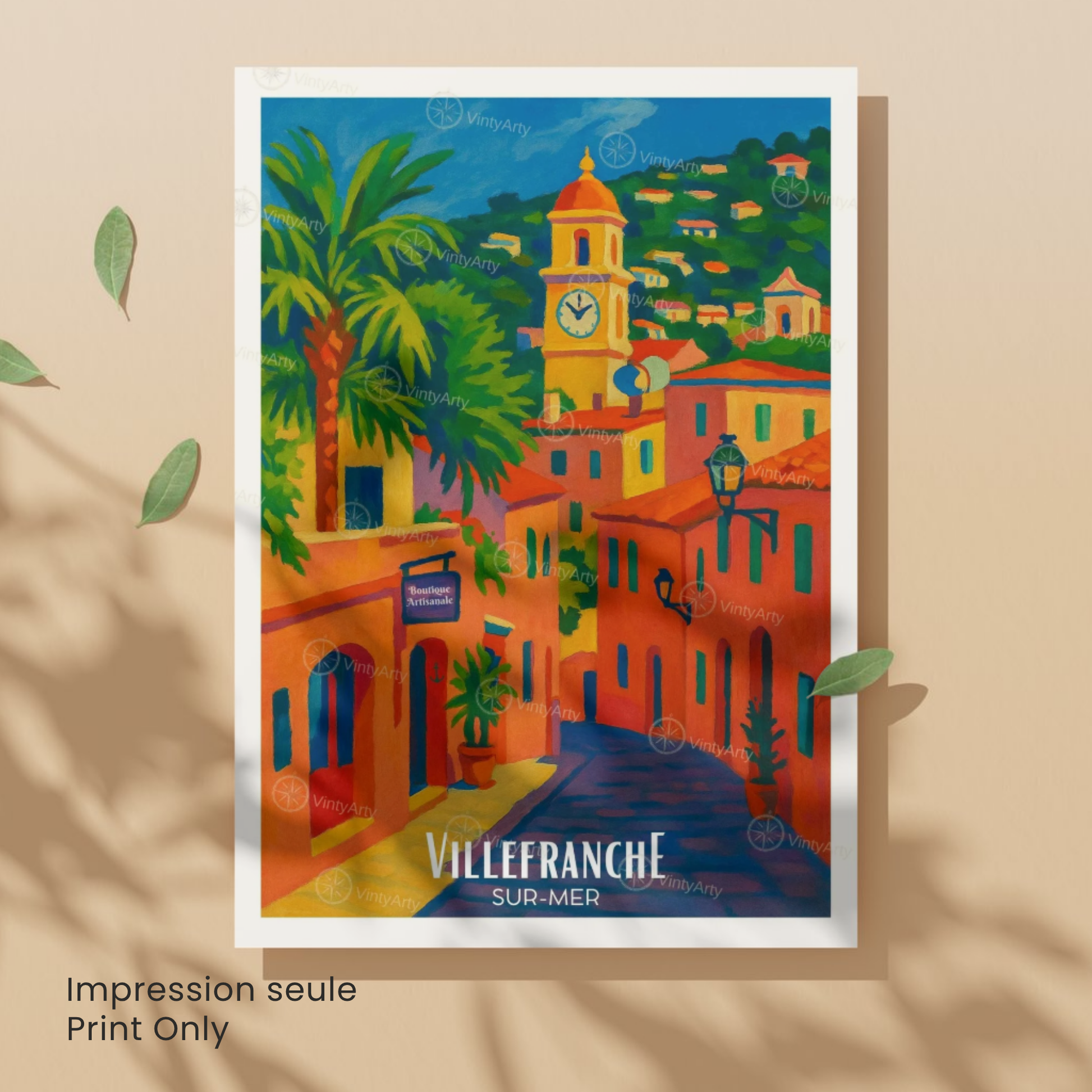 Affiche Villefranche-sur-Mer | Poster France | Affiche Côte d'Azur