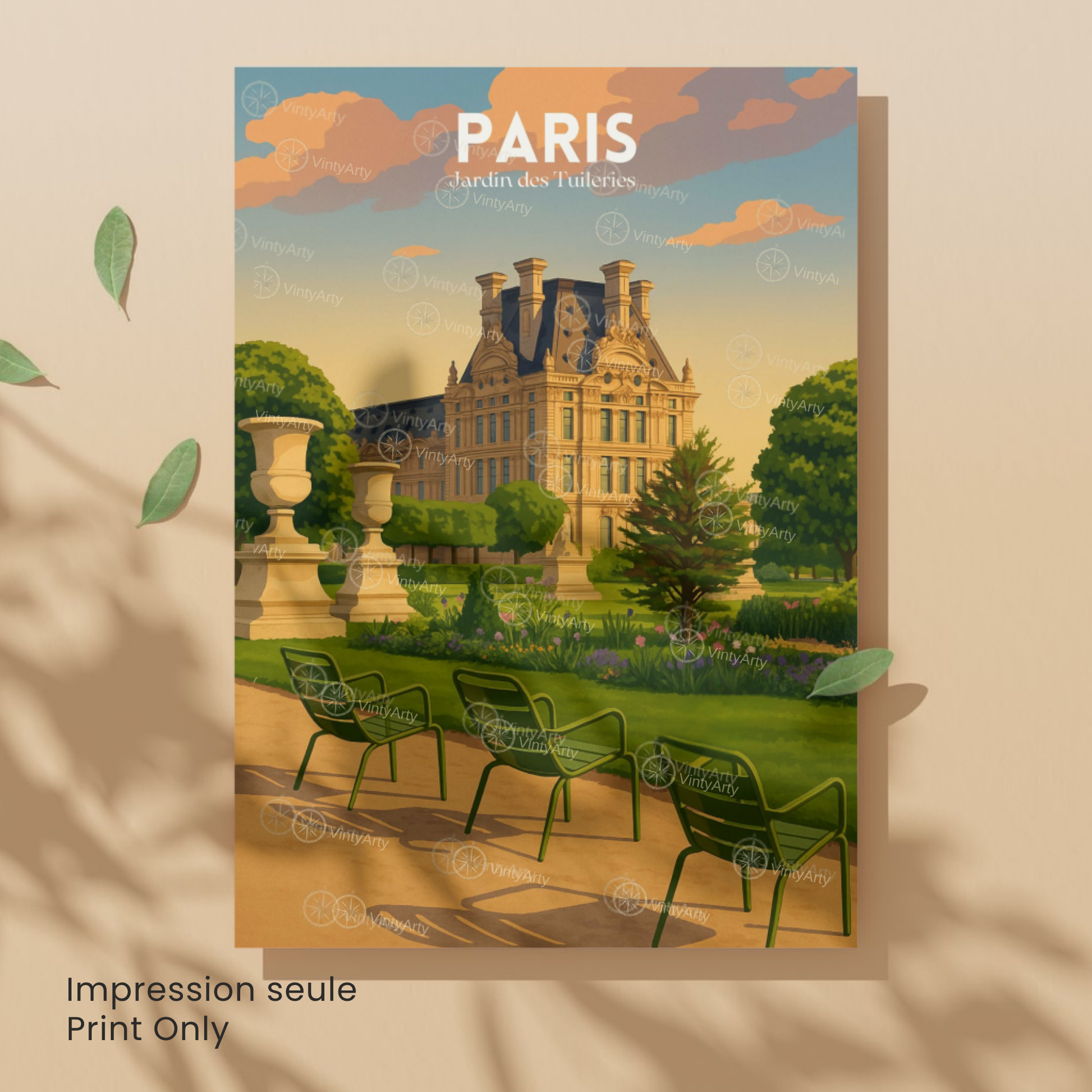 Affiche Paris | Poster Jardin des Tuileries  | Affiche France
