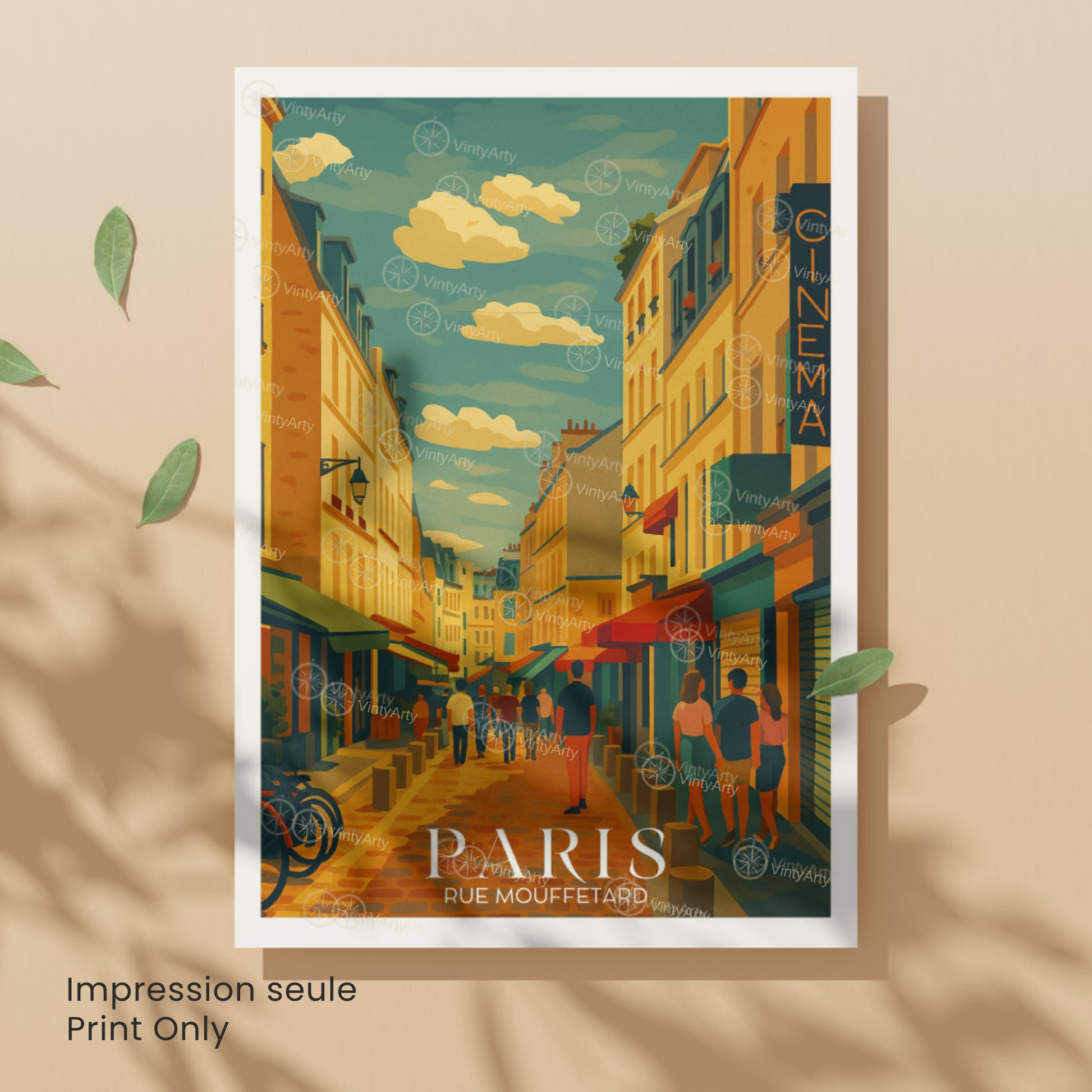 Affiche Paris | Poster Rue Mouffetard | Affiche France