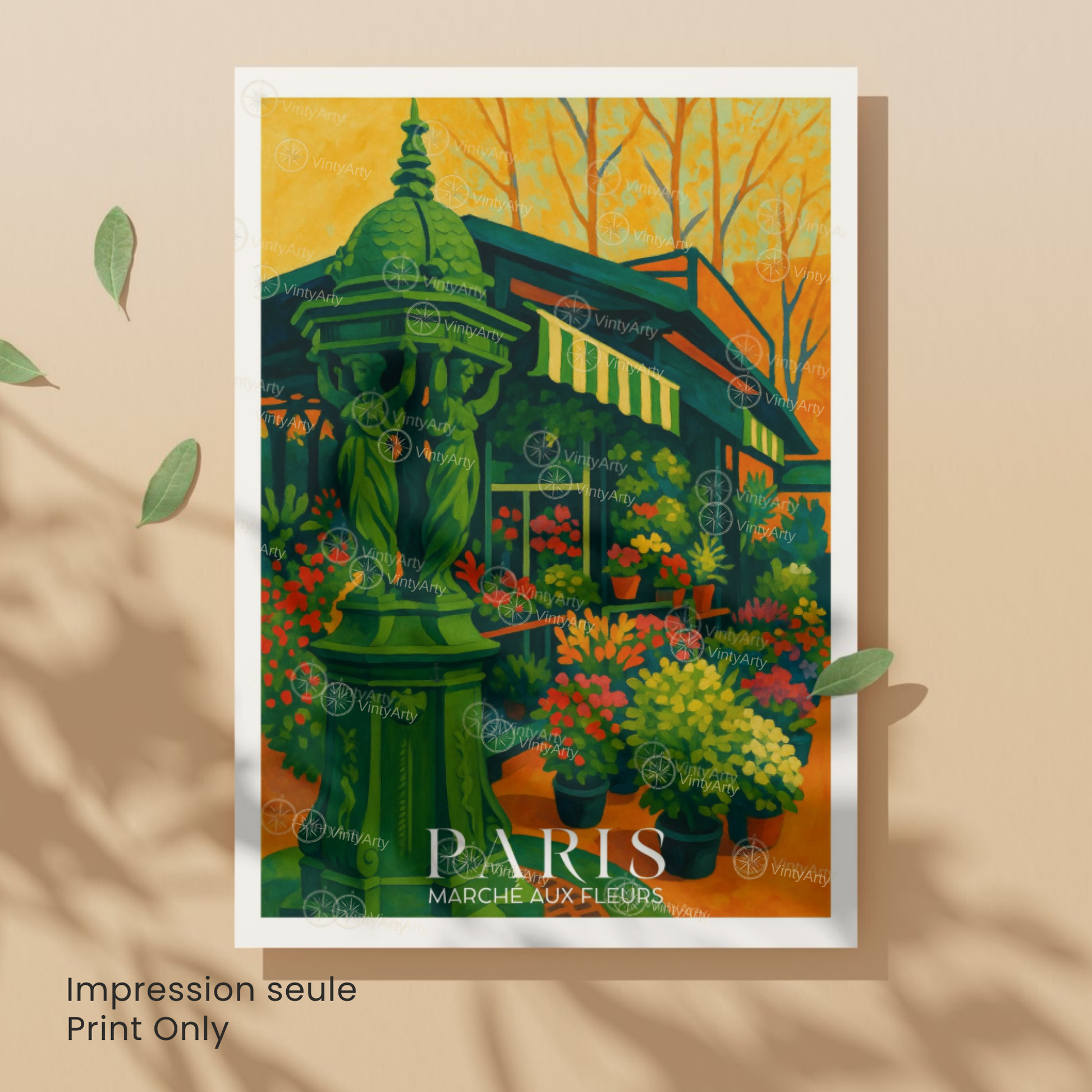 Affiche Paris | Poster Marché aux fleurs | Affiche France