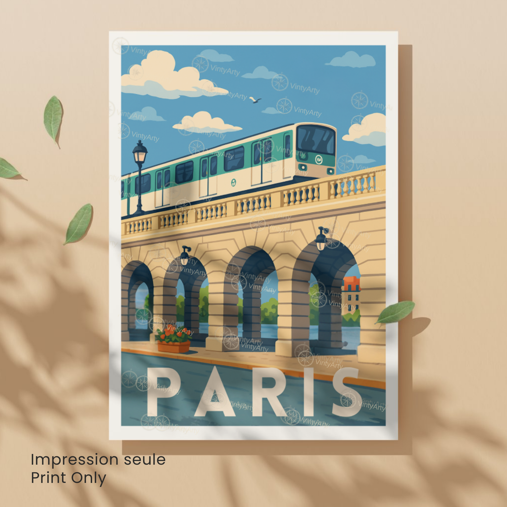Affiche Paris | Poster de voyage Métro | Affiche France