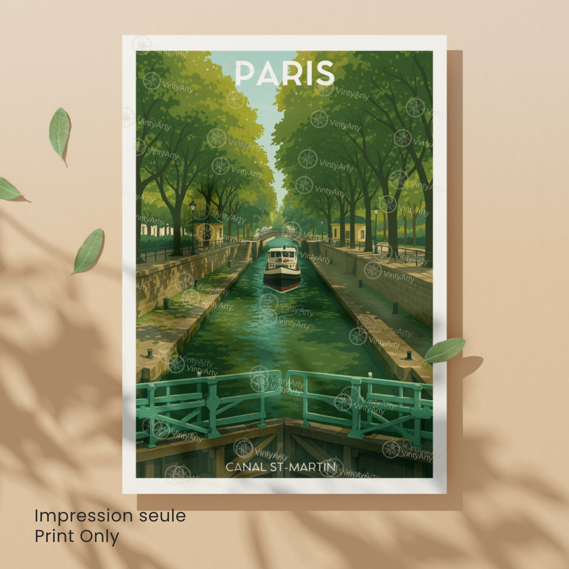 Affiche Paris | Poster Canal Saint Martin | Affiche France