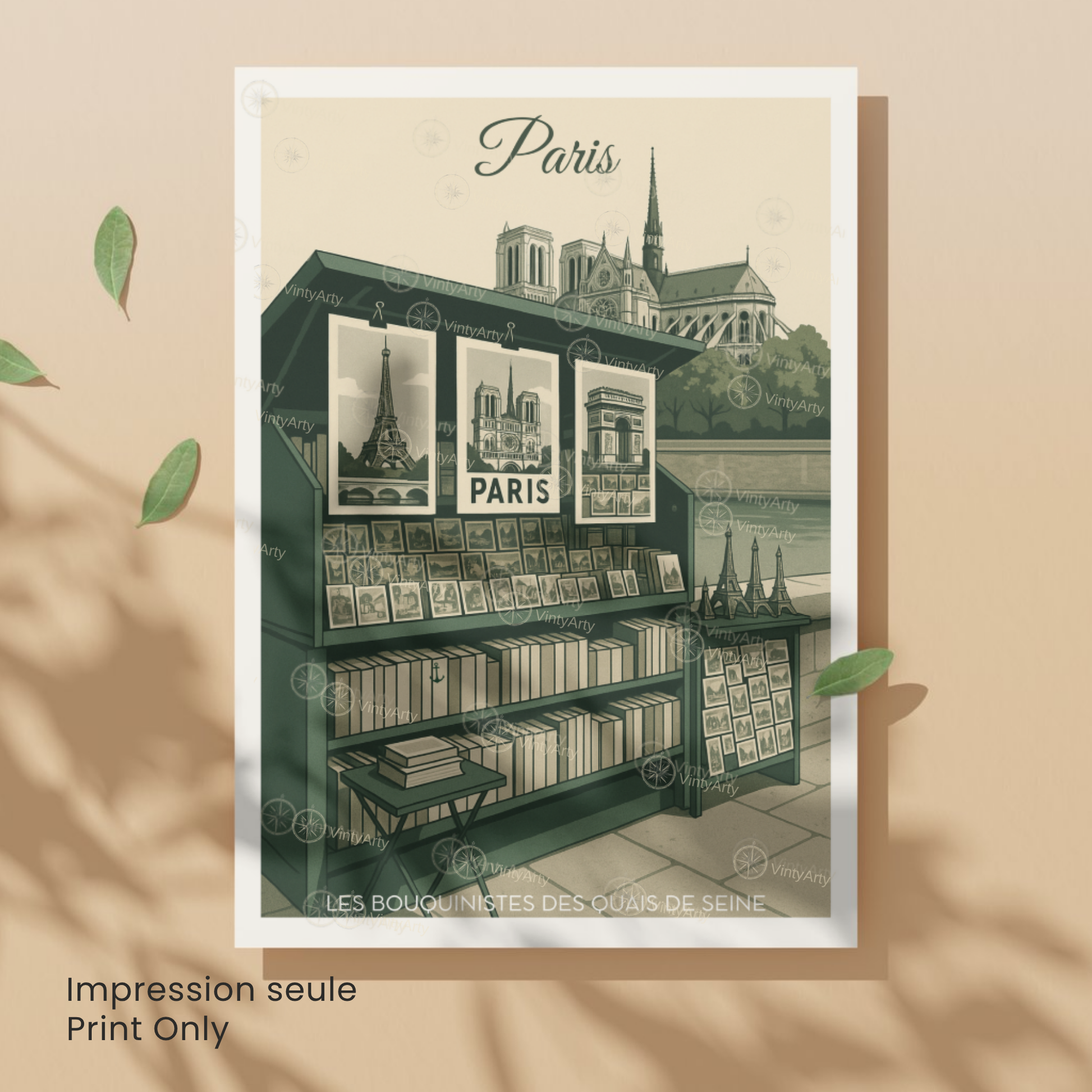 Affiche Paris | Poster les bouquinistes des quais de Paris | Affiche France