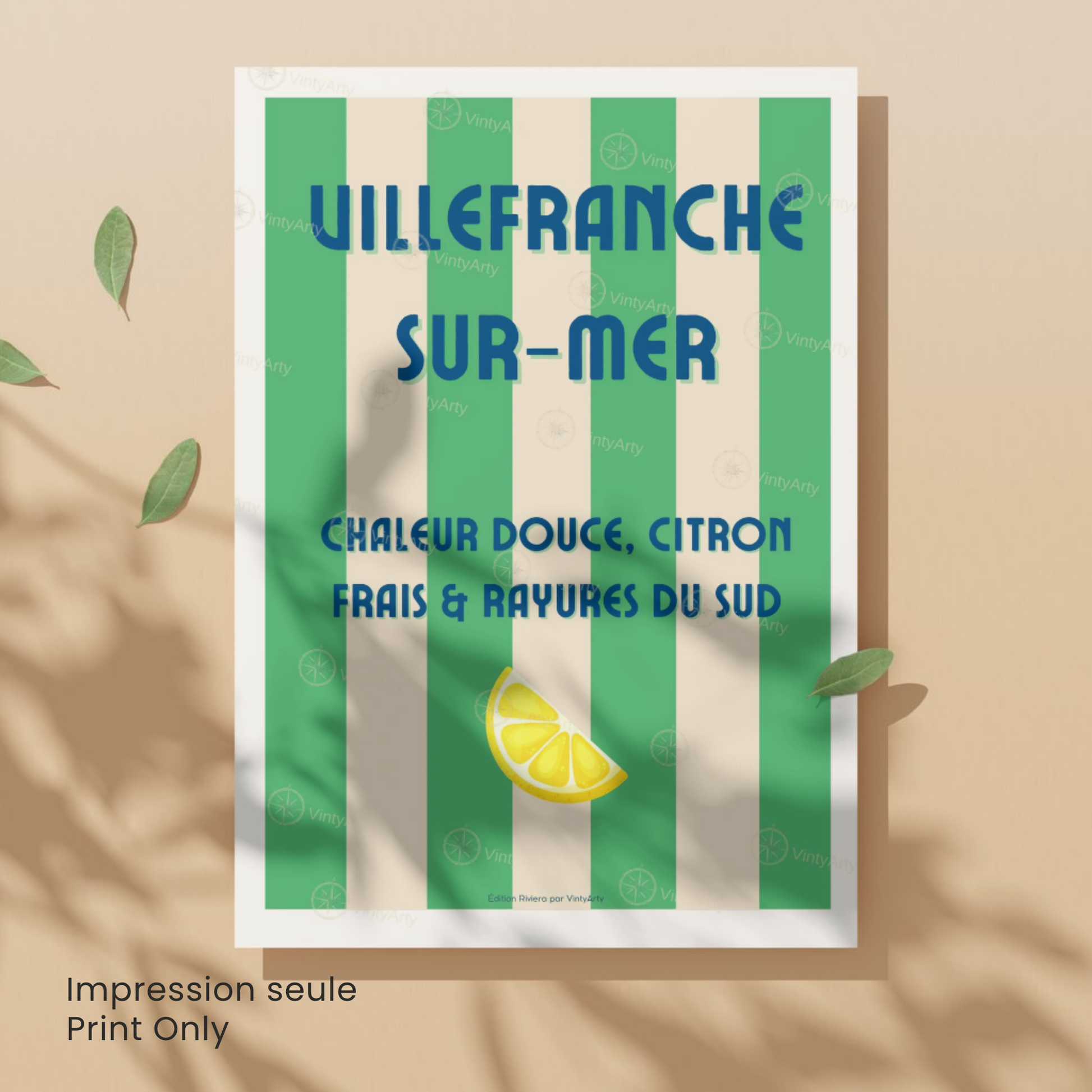 Affiche Villefranche-sur-Mer | Impression de voyage France | Affiche Côte d'Azur