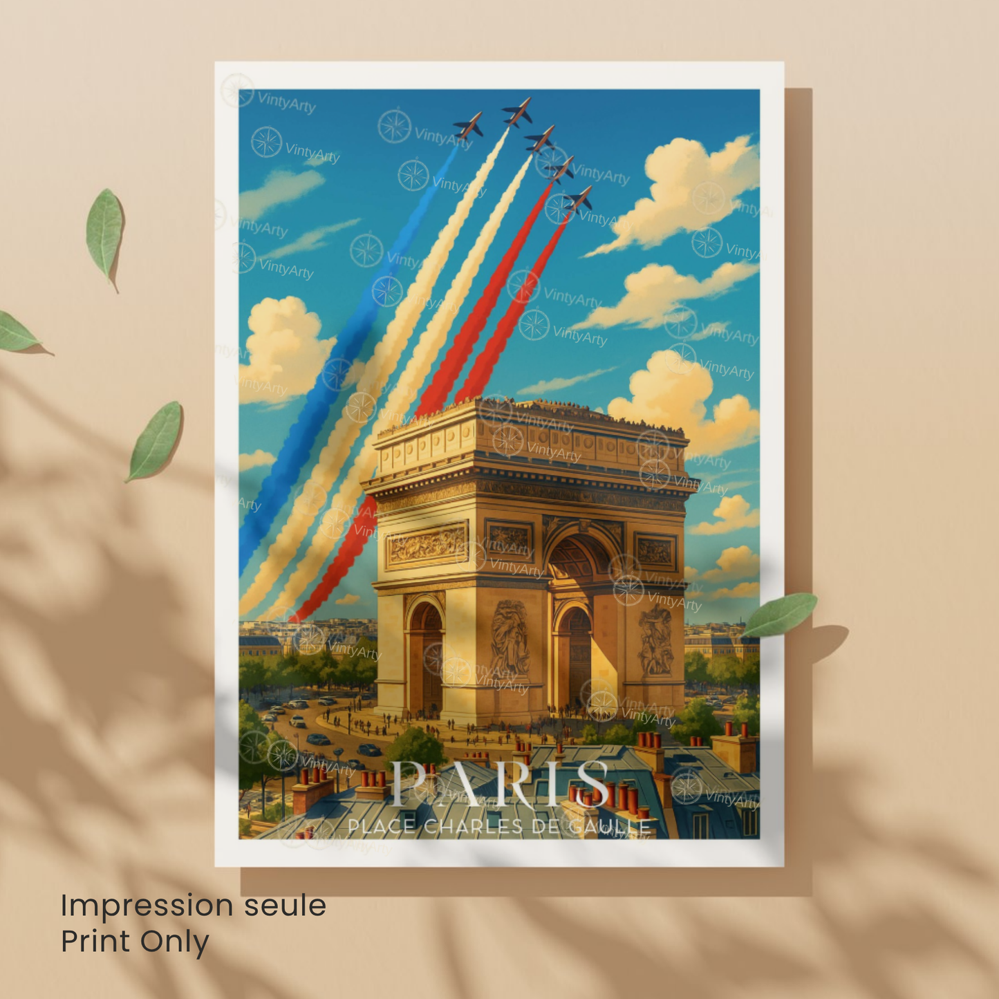 Affiche Paris | Poster Place de Charles de Gaulle | Affiche France