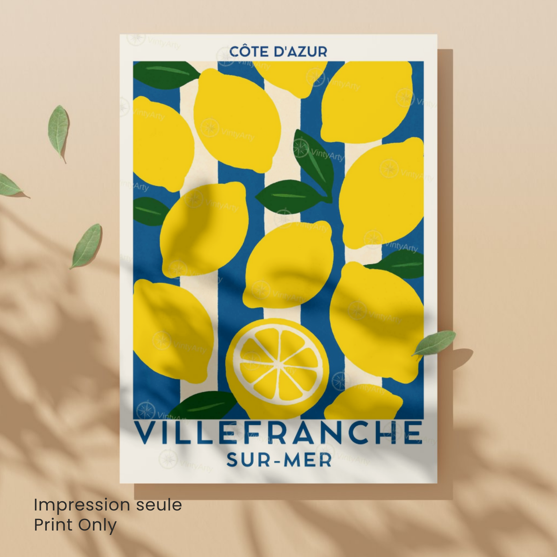 Affiche Villefranche-sur-Mer | Poster déco France | Affiche Côte d'Azur