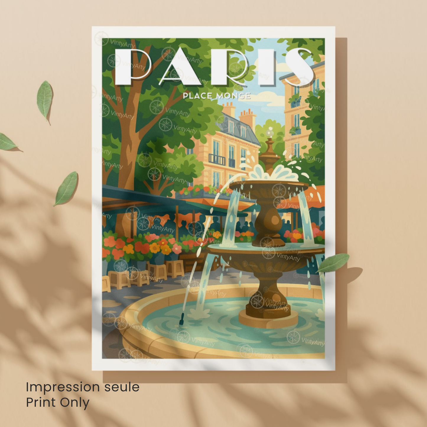 Affiche Paris | Poster Place Monge | Affiche France