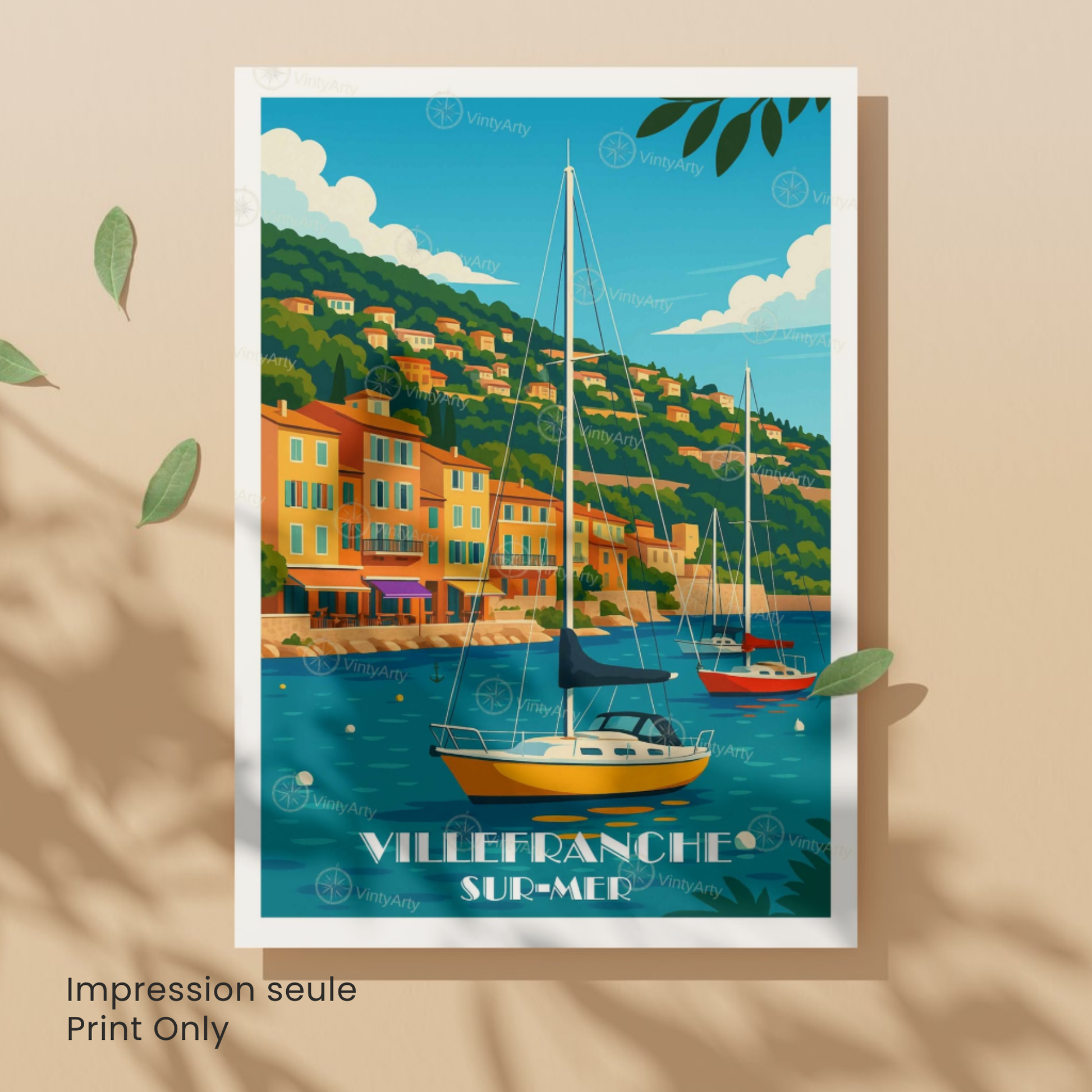 Affiche Villefranche-sur-Mer | Poster Murale France | Affiche Côte d'Azur