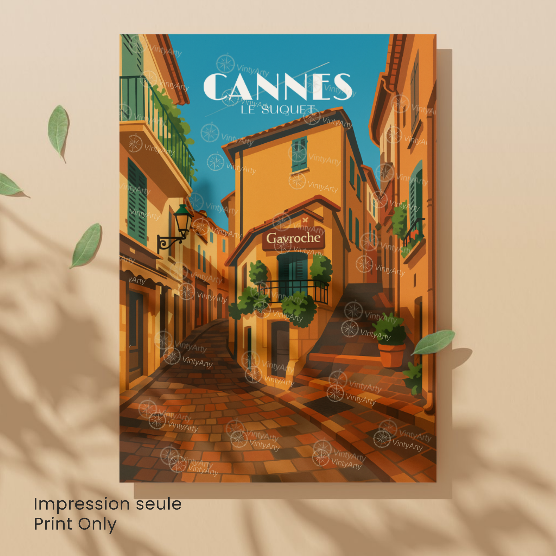 Affiche Cannes | Poster de voyage Le Suquet | Affiche France