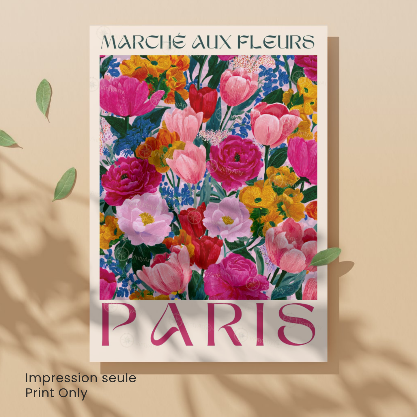 Affiche Paris | Décoration murale France | Affiche Marché aux fleurs