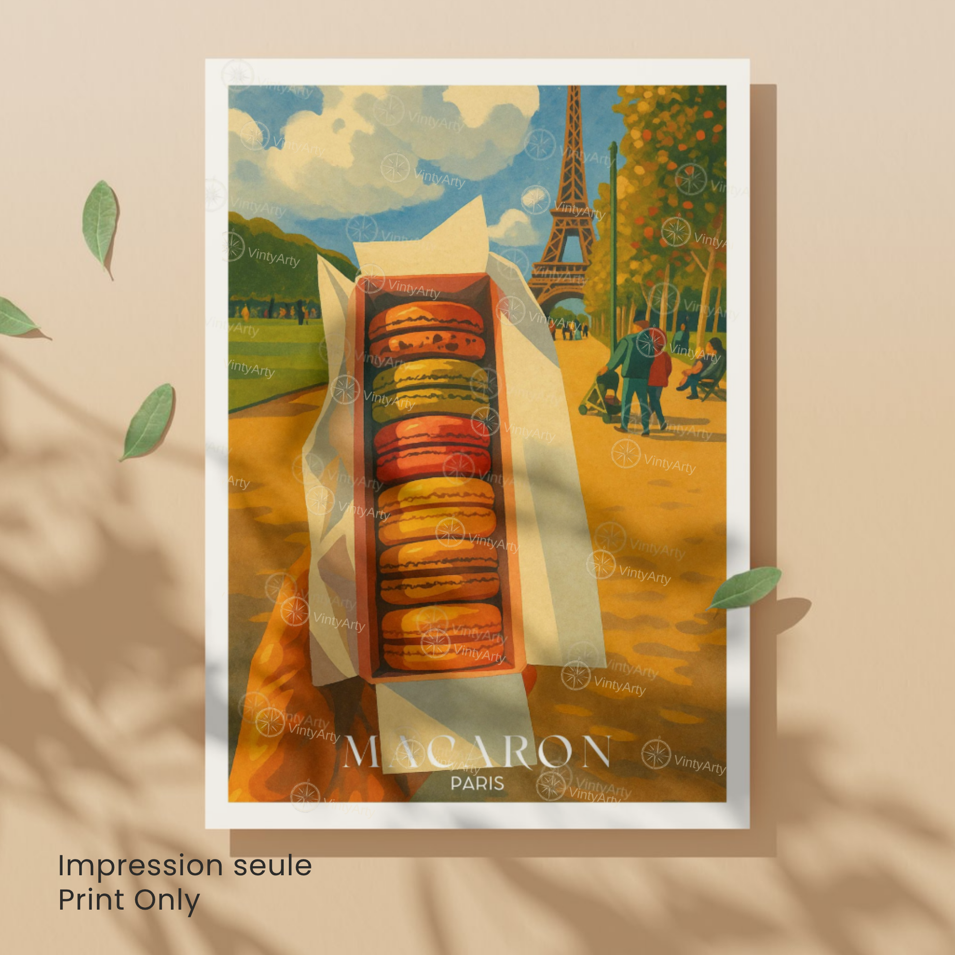 Affiche Paris | Impression de voyage macaron | Affiche France