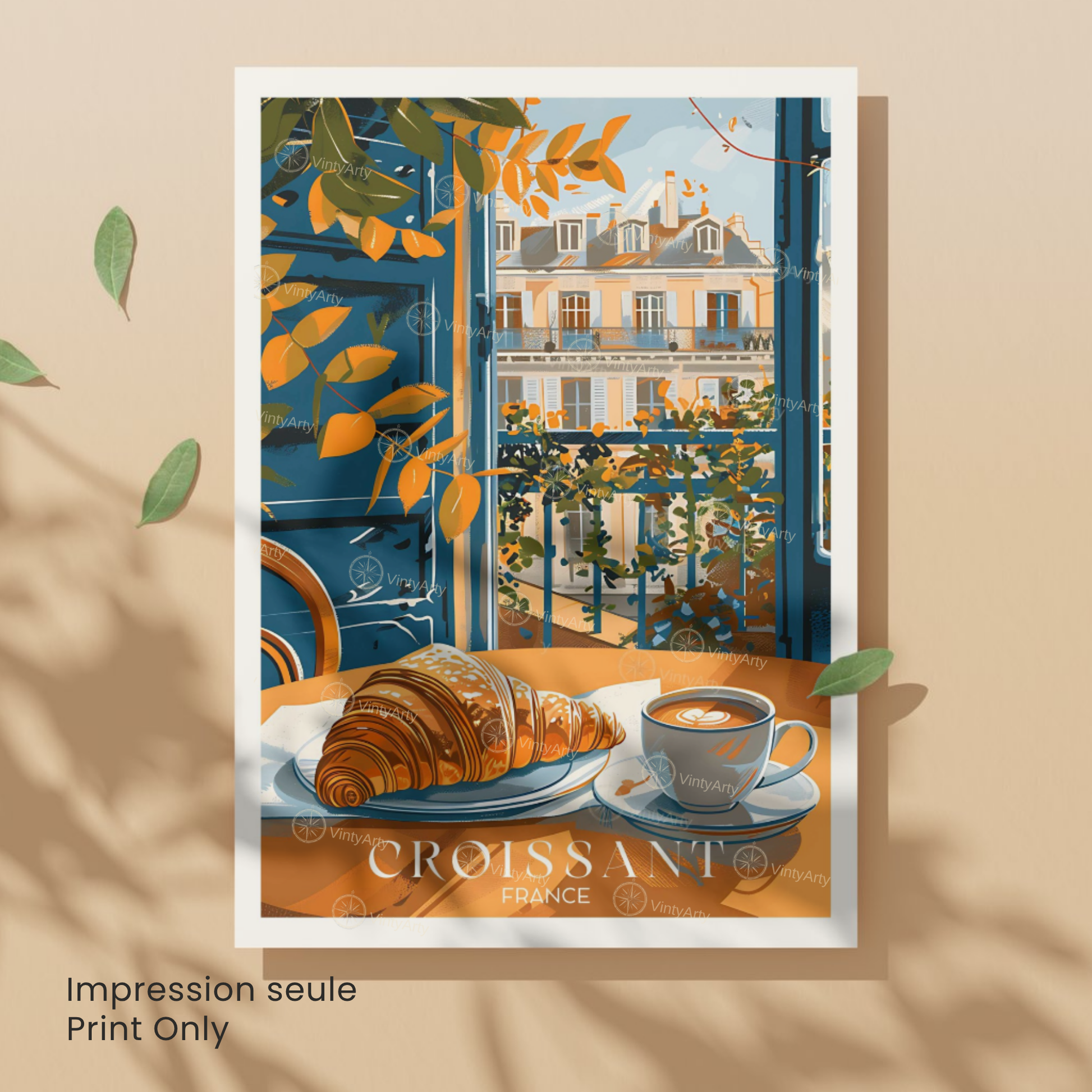 Affiche Paris | Impression déco croissant | Affiche France