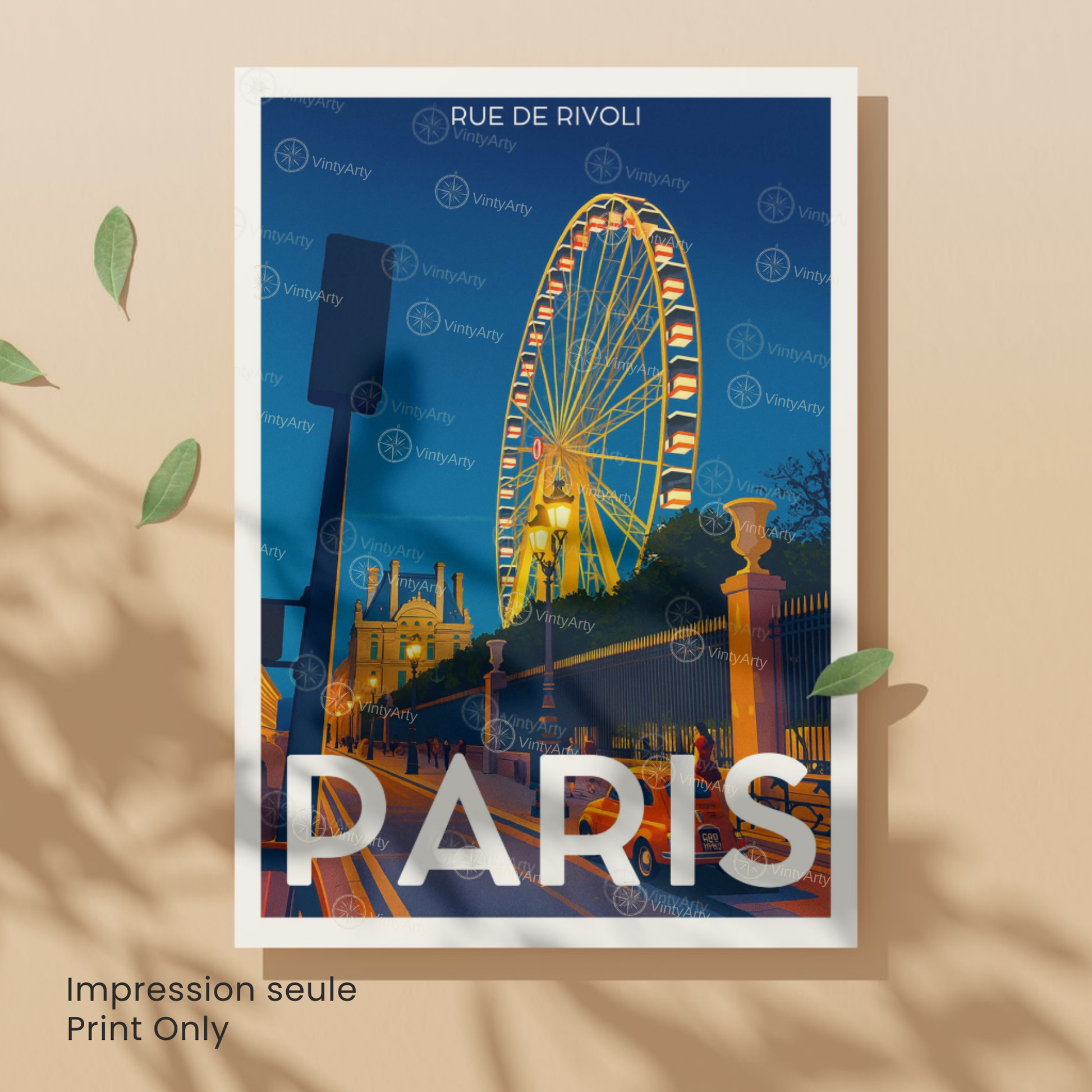 Affiche Paris | Poster Rue de Rivoli | Affiche France