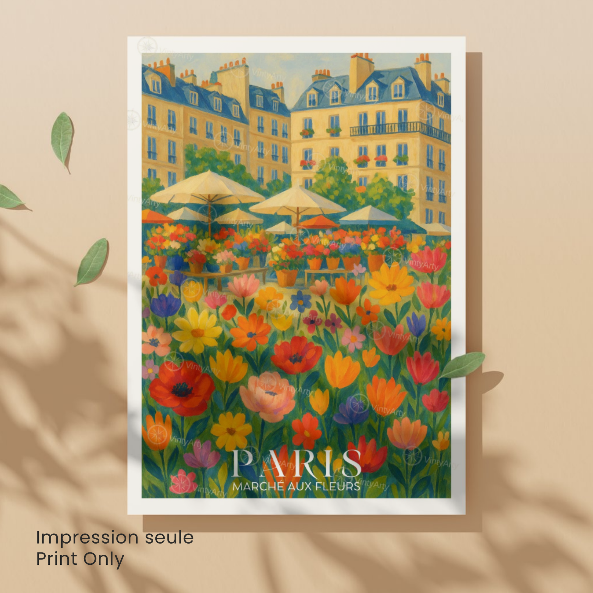 Affiche Paris | Poster décoratif France | Affiche Marché aux fleurs