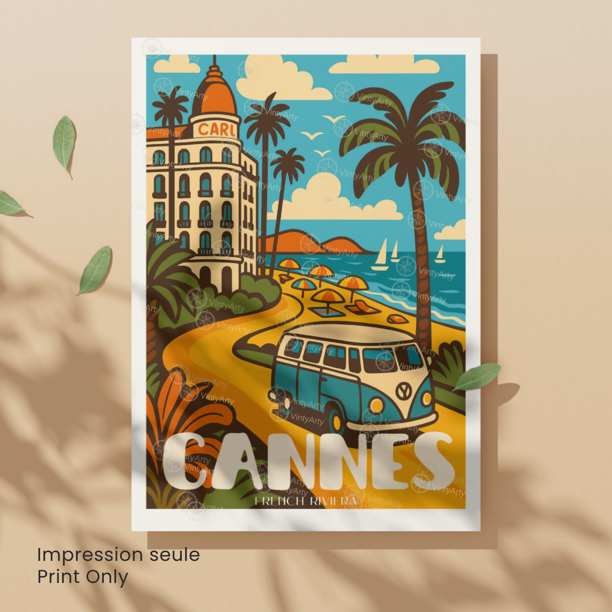 Affiche Cannes | Poster de voyage French Riviera | Affiche France