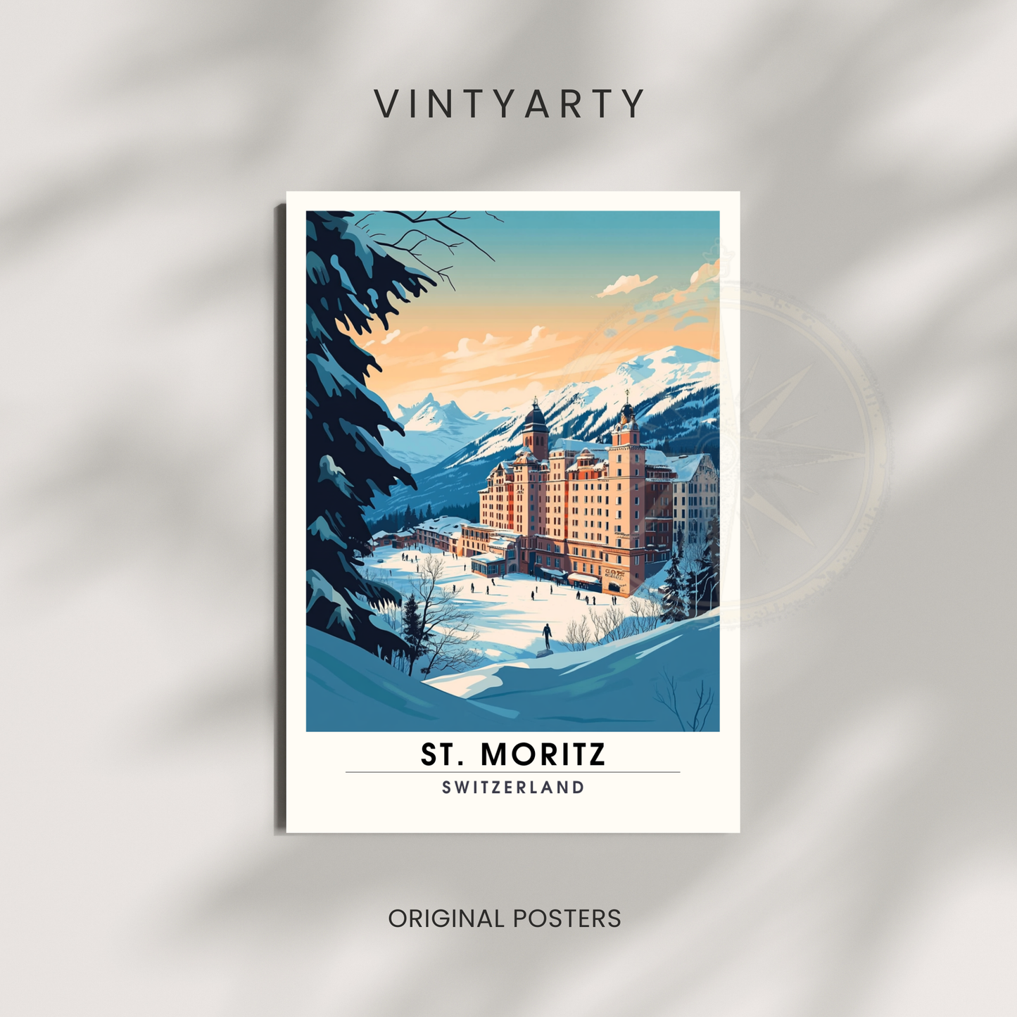 Affiche Saint-Moritz, Suisse | impression de voyage Saint-Moritz, Affiche de ski