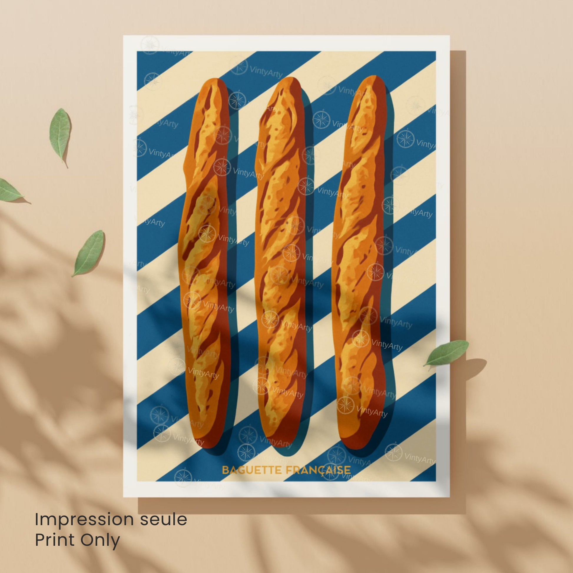 Affiche Paris | Poster artistique baguette française | Affiche France