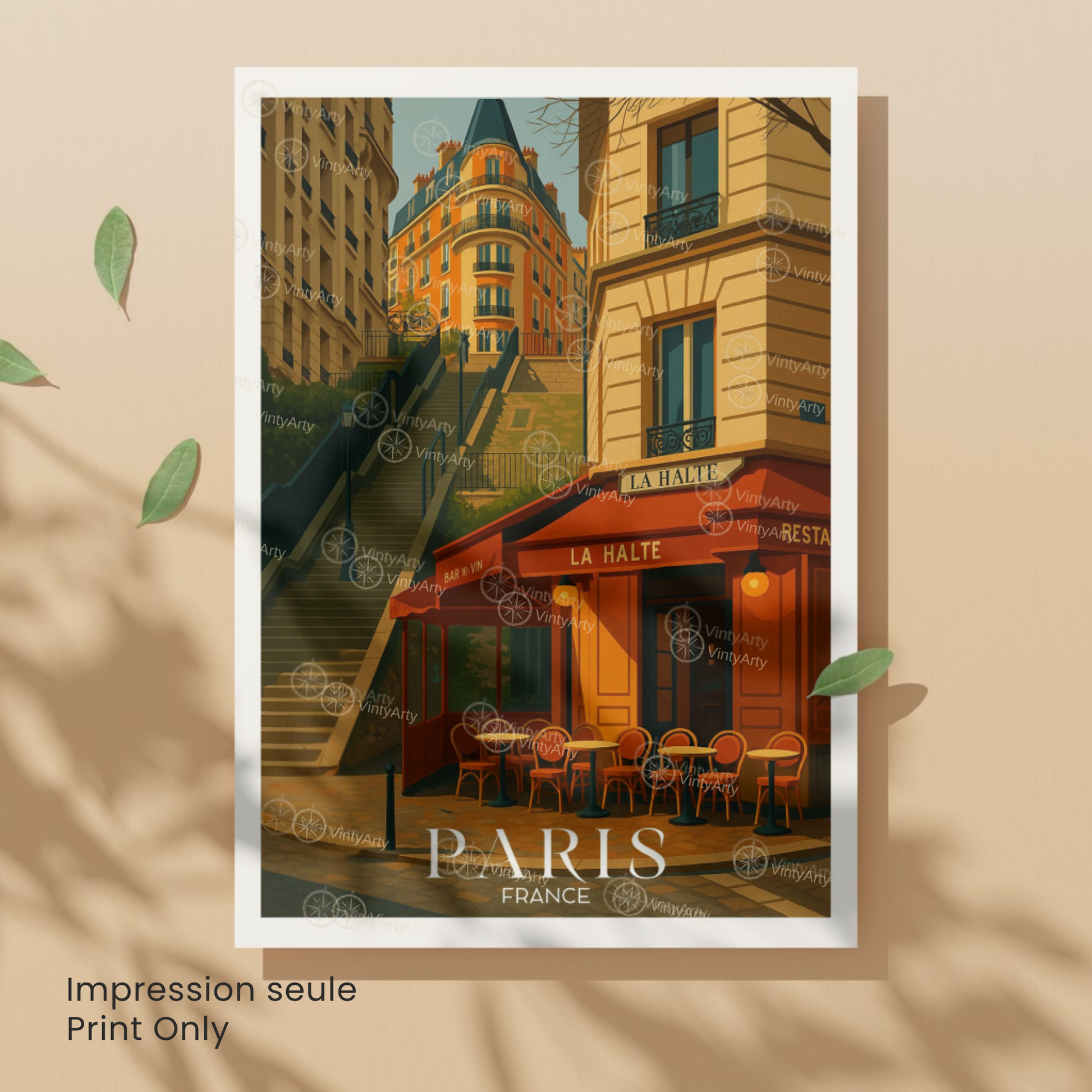 Affiche Paris | Impression Café La Halte | Affiche France