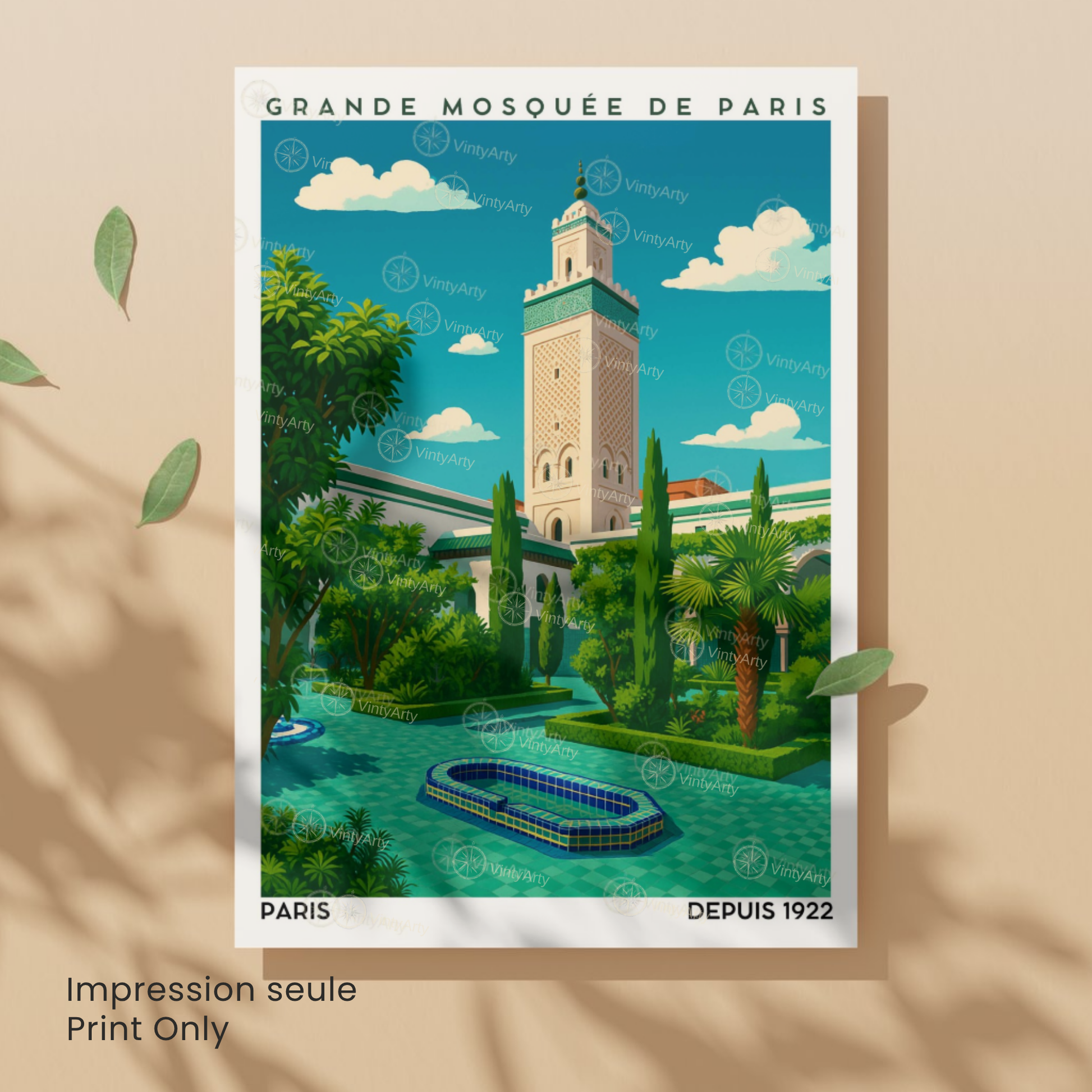 Affiche Paris | Impression Grand Mosquée de Paris | Affiche France