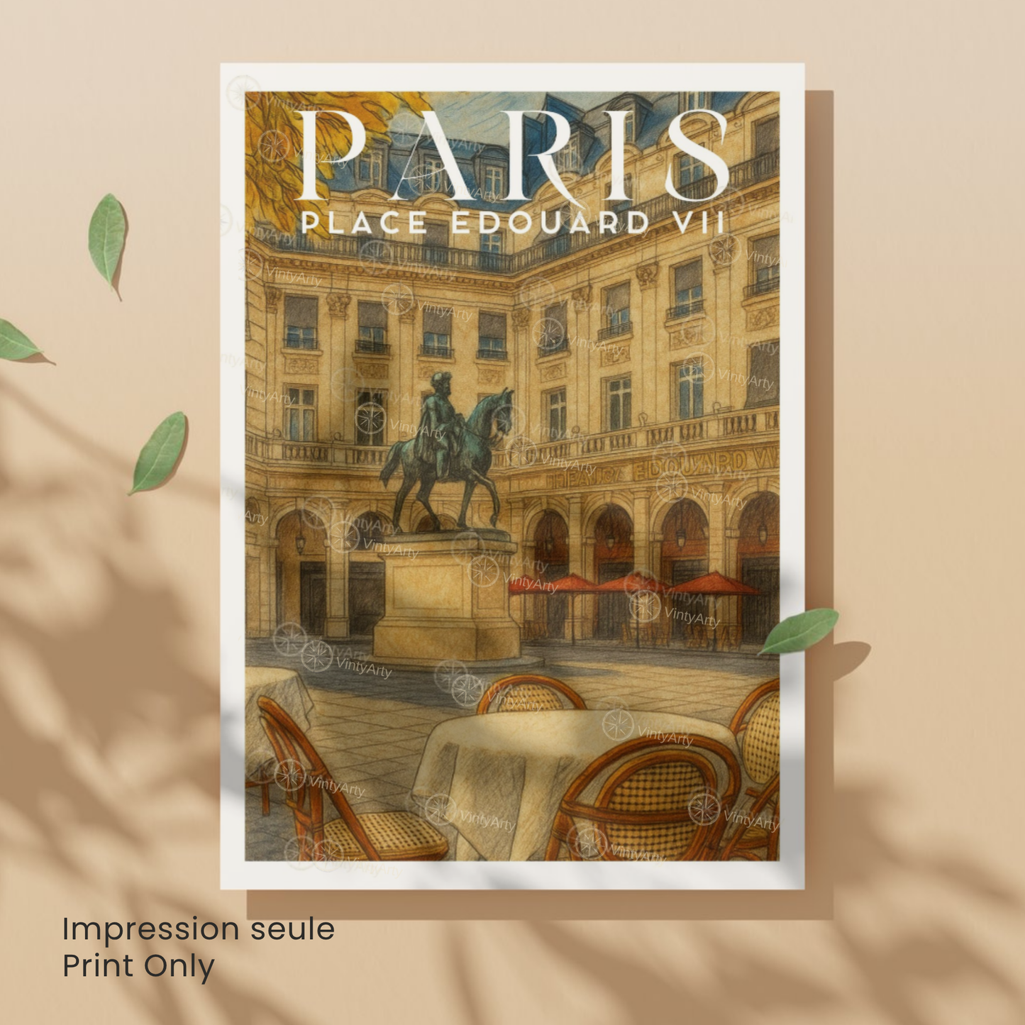Affiche Paris | Poster Déco Place Édouard-VII | Affiche France
