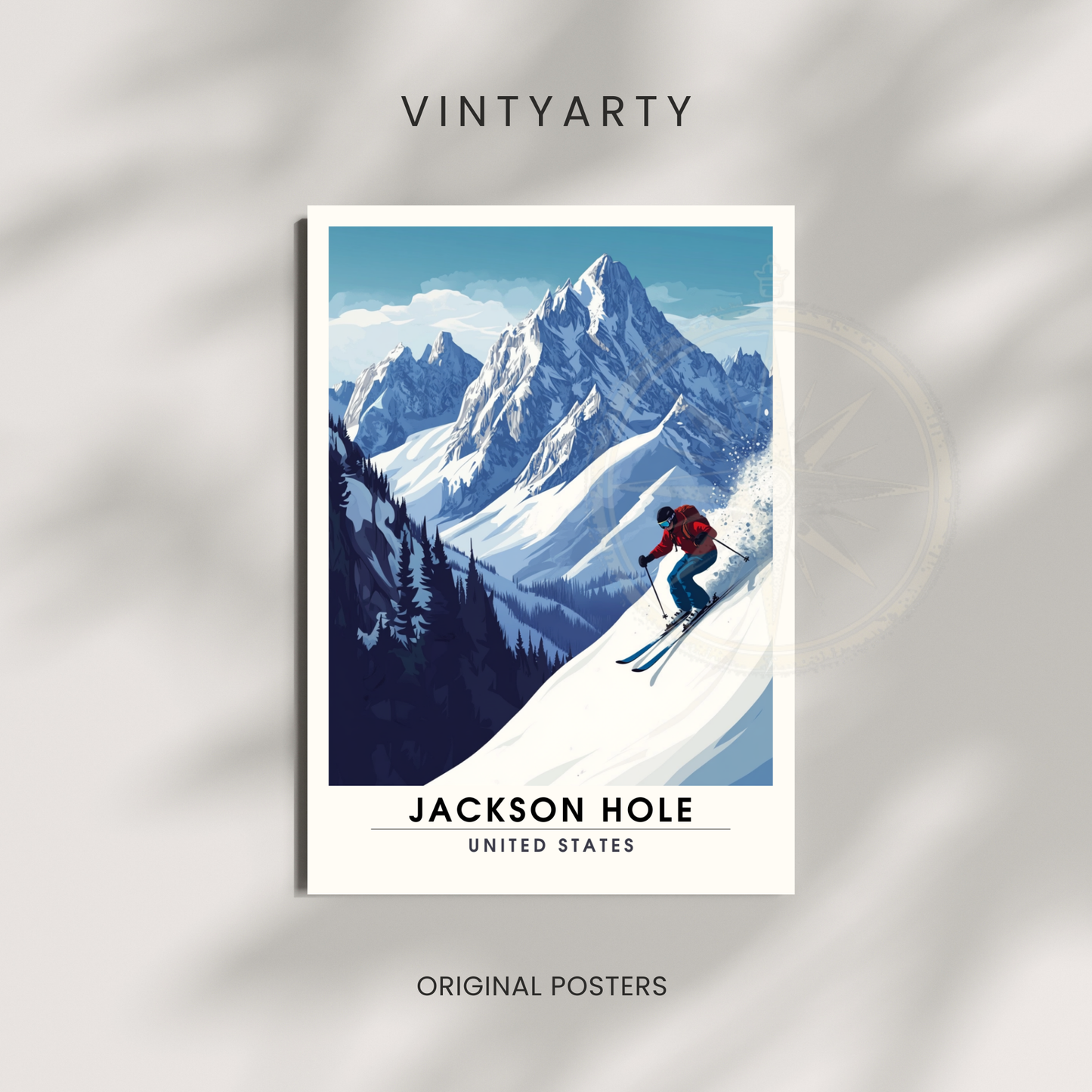 Affiche Jackson Hole, USA | Poster Jackson Hole | Affiche Ski | Wyoming