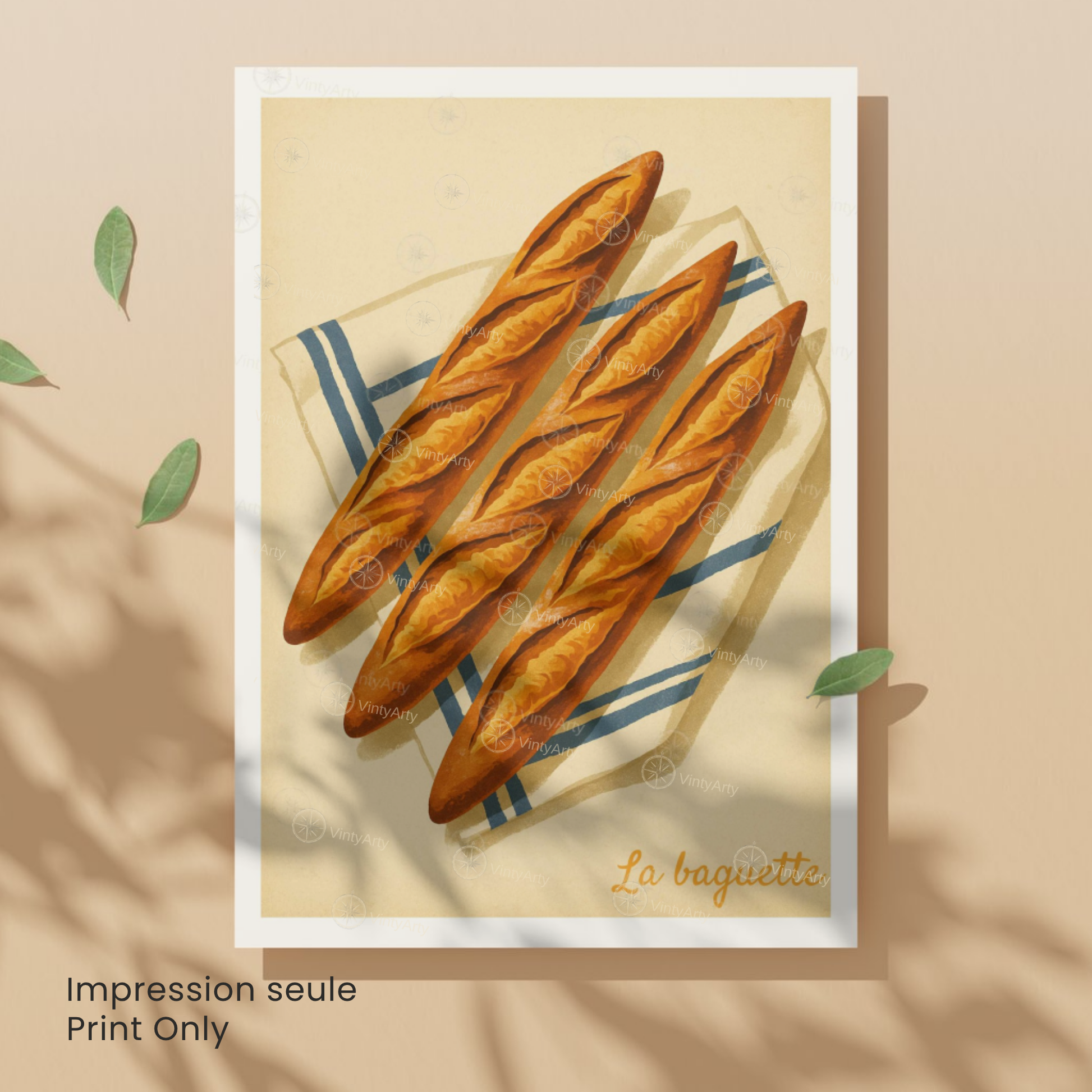 Affiche Paris | Poster décoratif baguette française | Affiche France