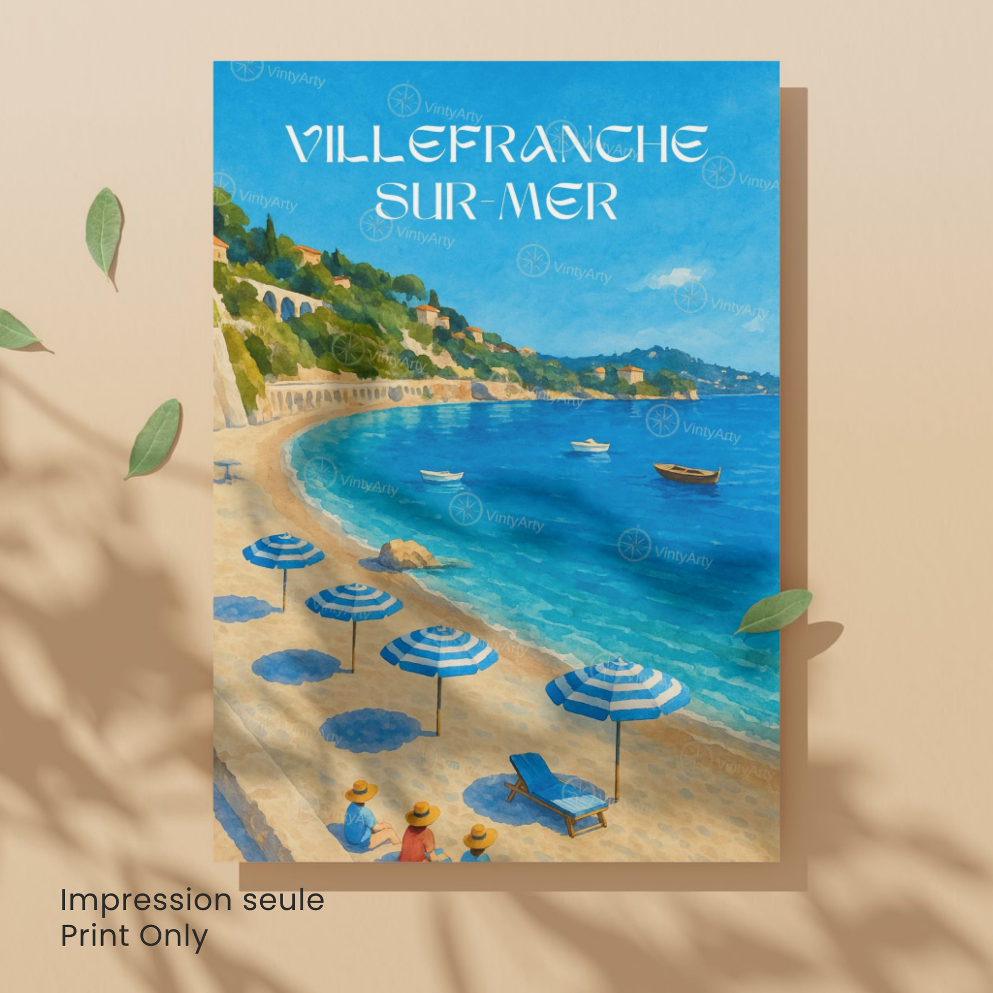 Affiche Villefranche-sur-Mer | Poster de voyage France | Affiche Côte d'Azur