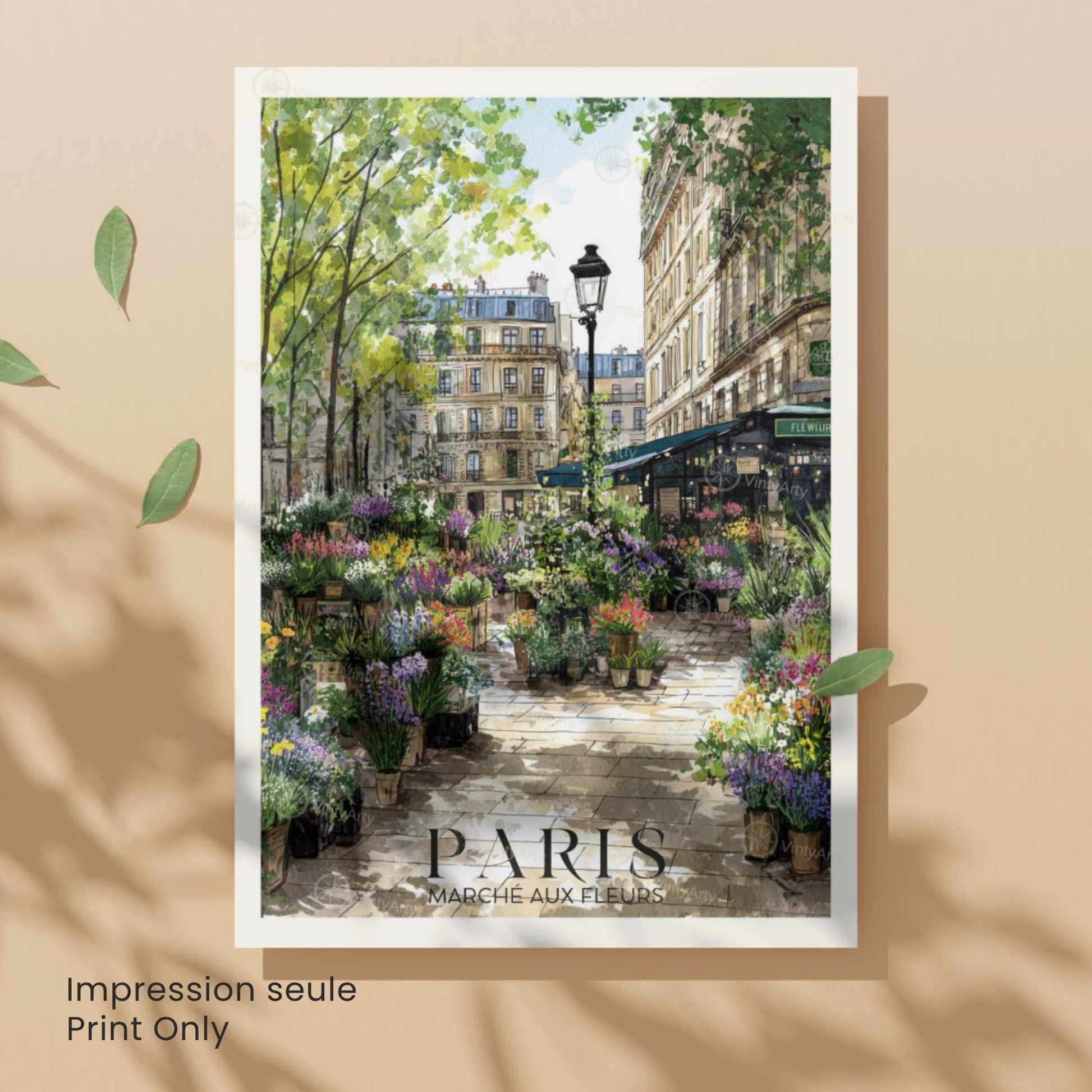 Affiche Paris | Poster France | Affiche Marché aux fleurs