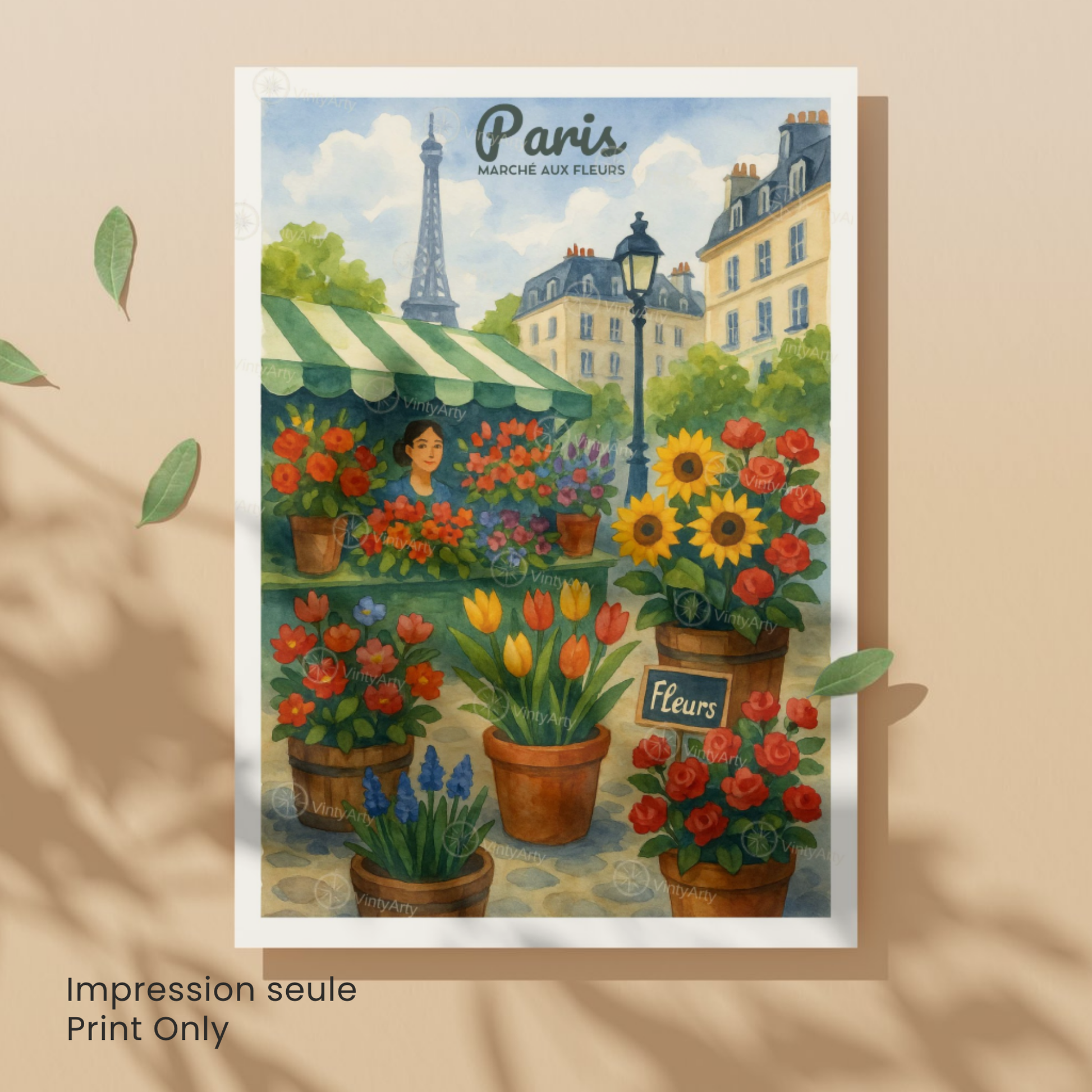 Affiche Paris | Impression France | Affiche Marché aux fleurs